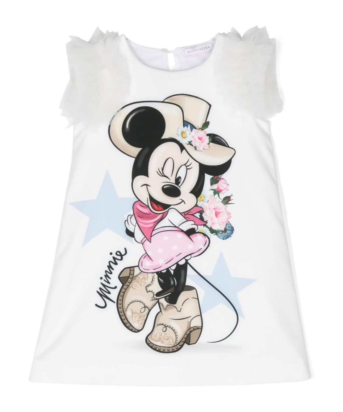 Monnalisa X Disney Minnie Mouse-print Dress In White