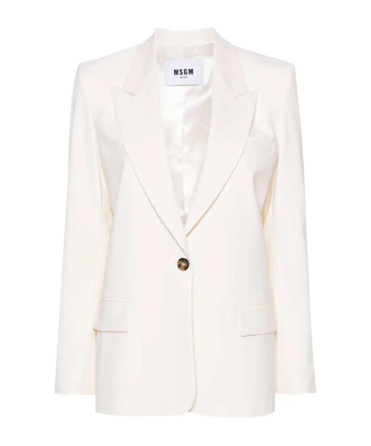 Msgm Tailored White Jacket With Single Button Closure In White