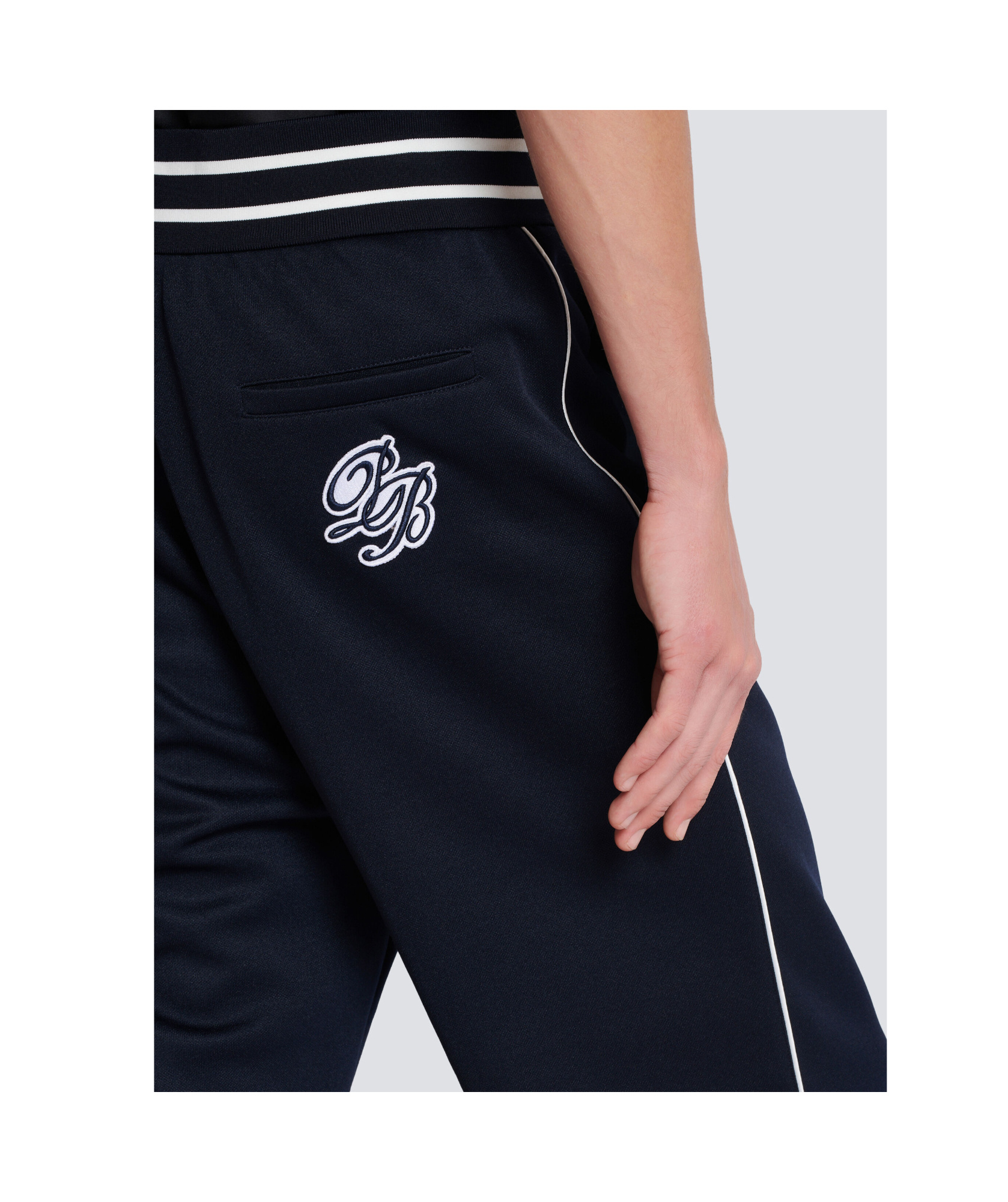 Balmain Pb Signature-badge Track Pants In Black