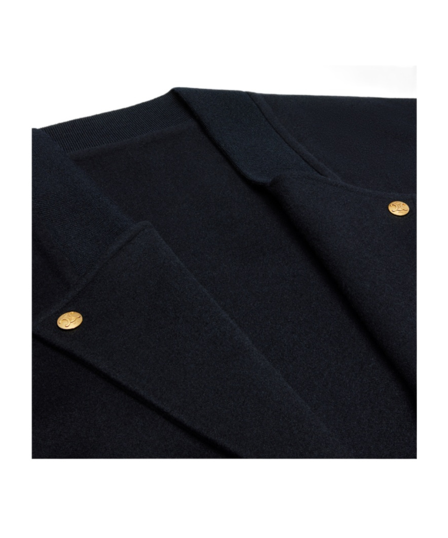 Celine Long-sleeved Lapel Coat In Black