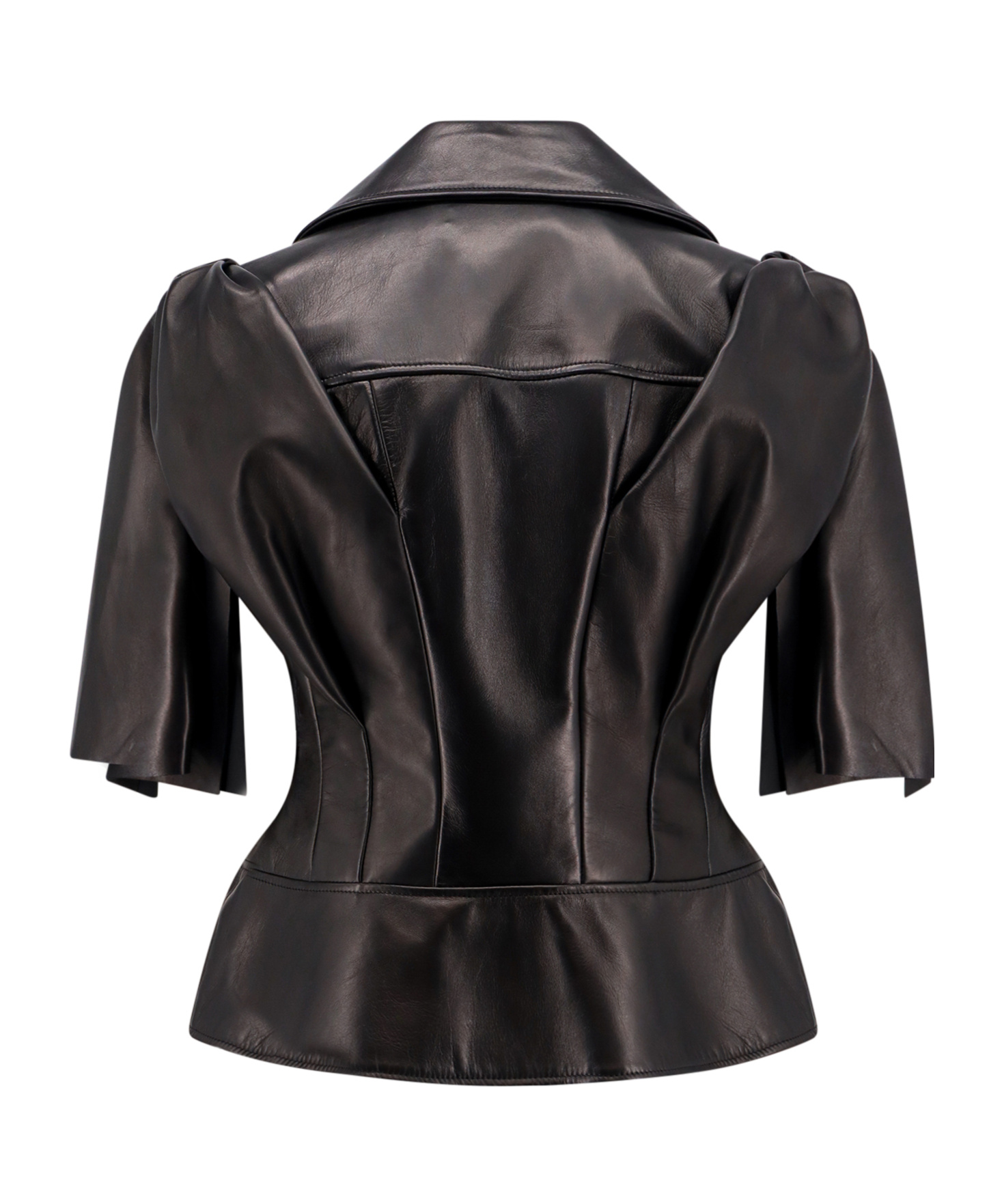 Alexander Mcqueen Sleeveless Leather Jacket With Knotted Drapery In Black