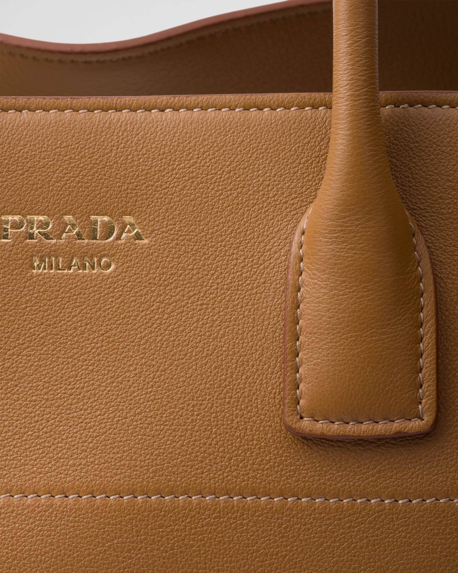 Prada Logo-lettering Leather Tote Bag In Brown