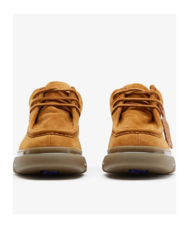 Burberry Suede Wallabee Shoes With Rubber Sole In Brown
