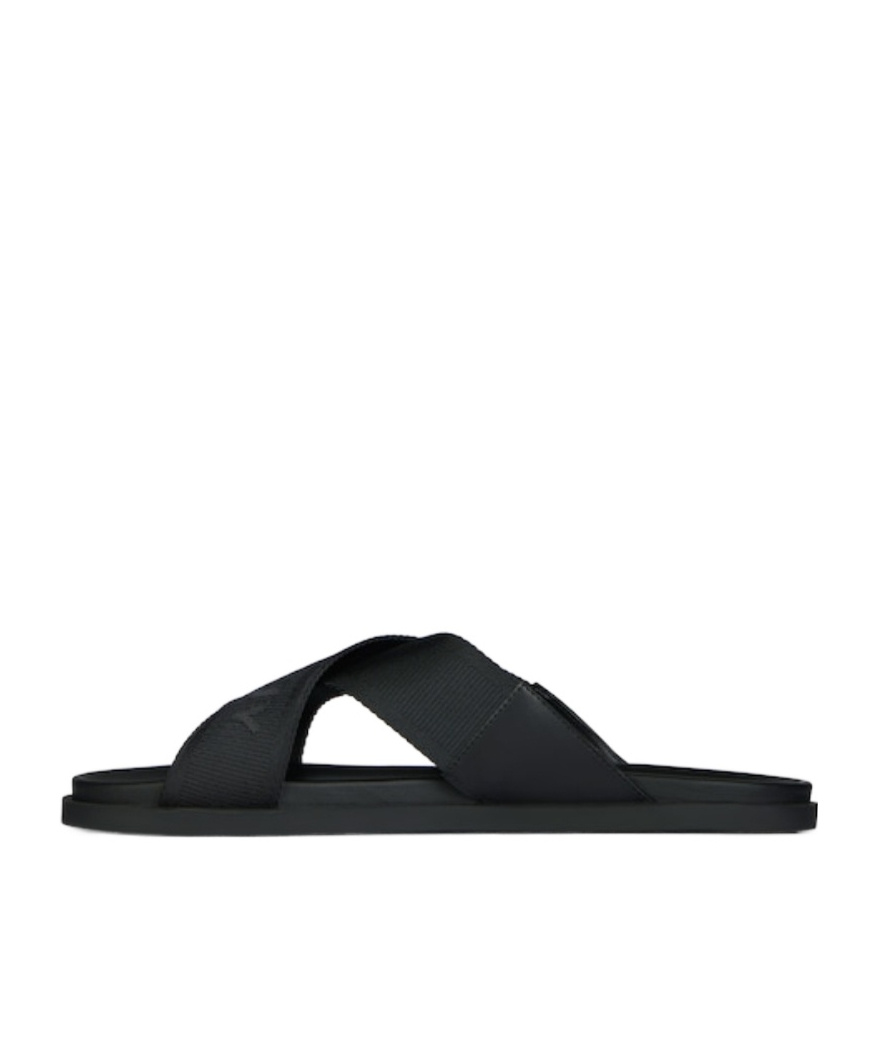 Shop Givenchy G Plage Flat Sandals With Crossed Straps In Webbing In Black