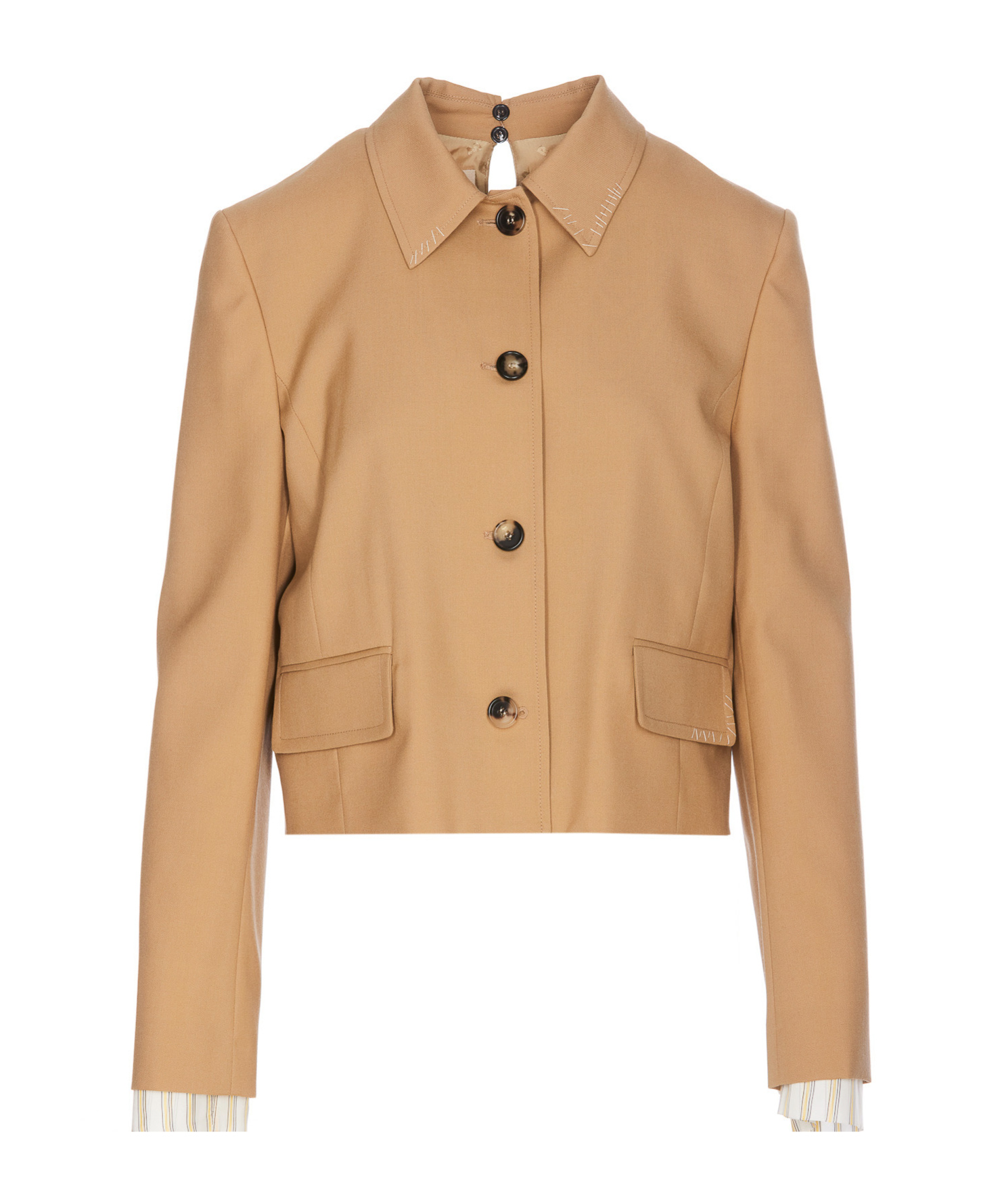 Marni Short Wool Blend Jacket In Nude
