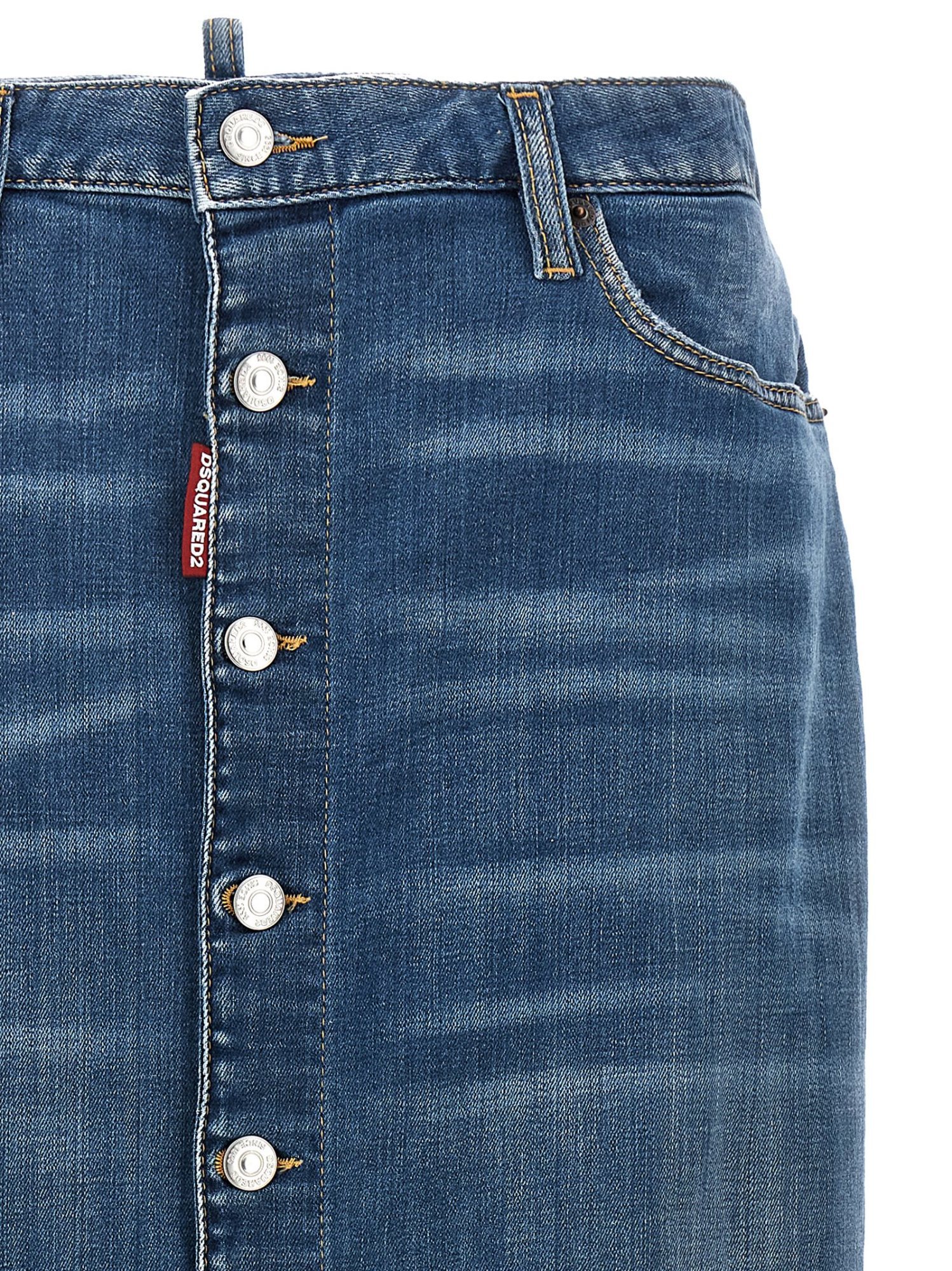 Dsquared2 A-line Midi Denim Skirt In Blue