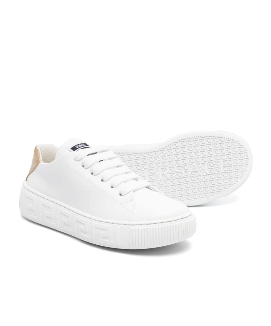Versace Greca-detail Leather Sneakers In White
