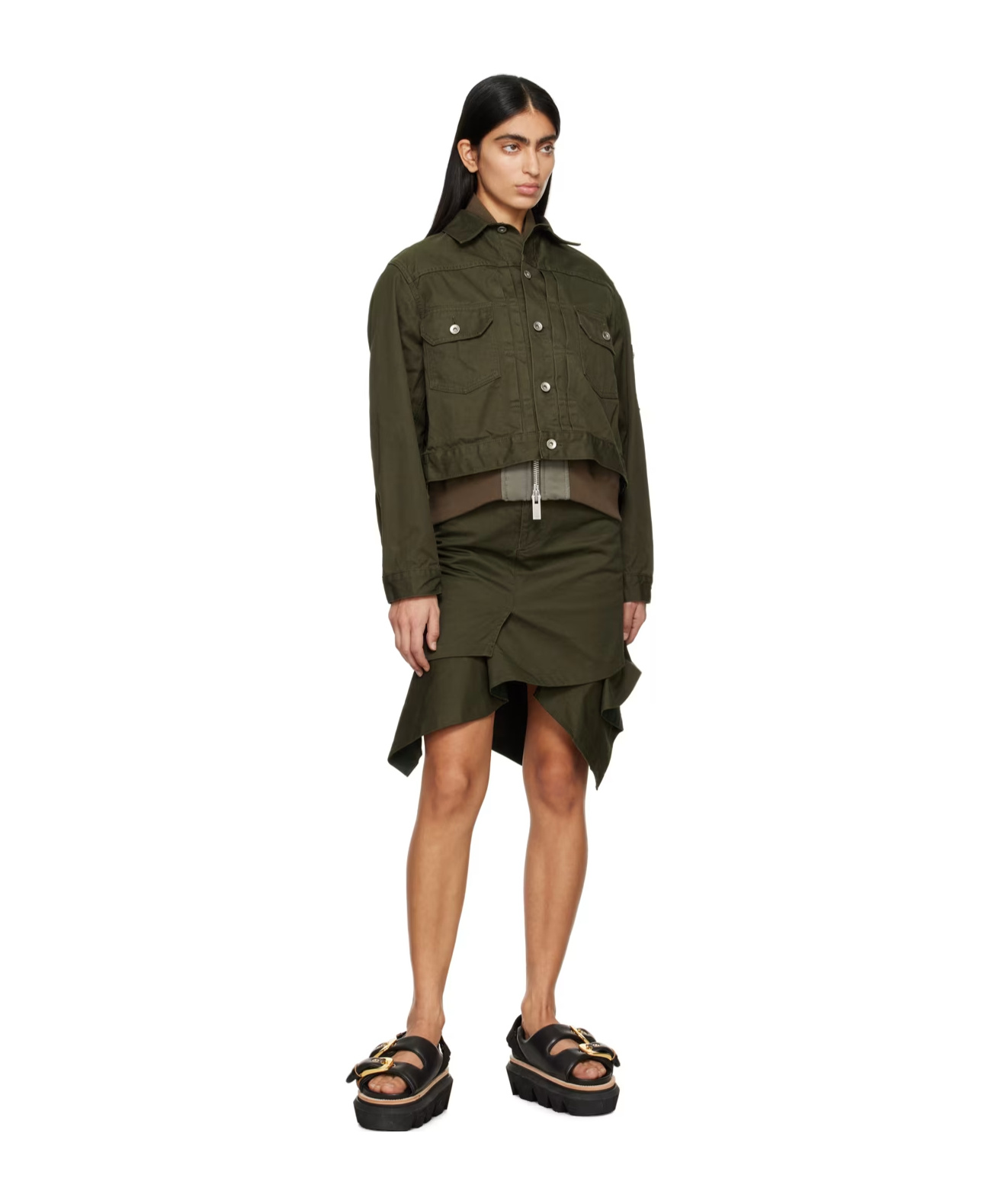 Sacai Asymmetric Skirt In Green