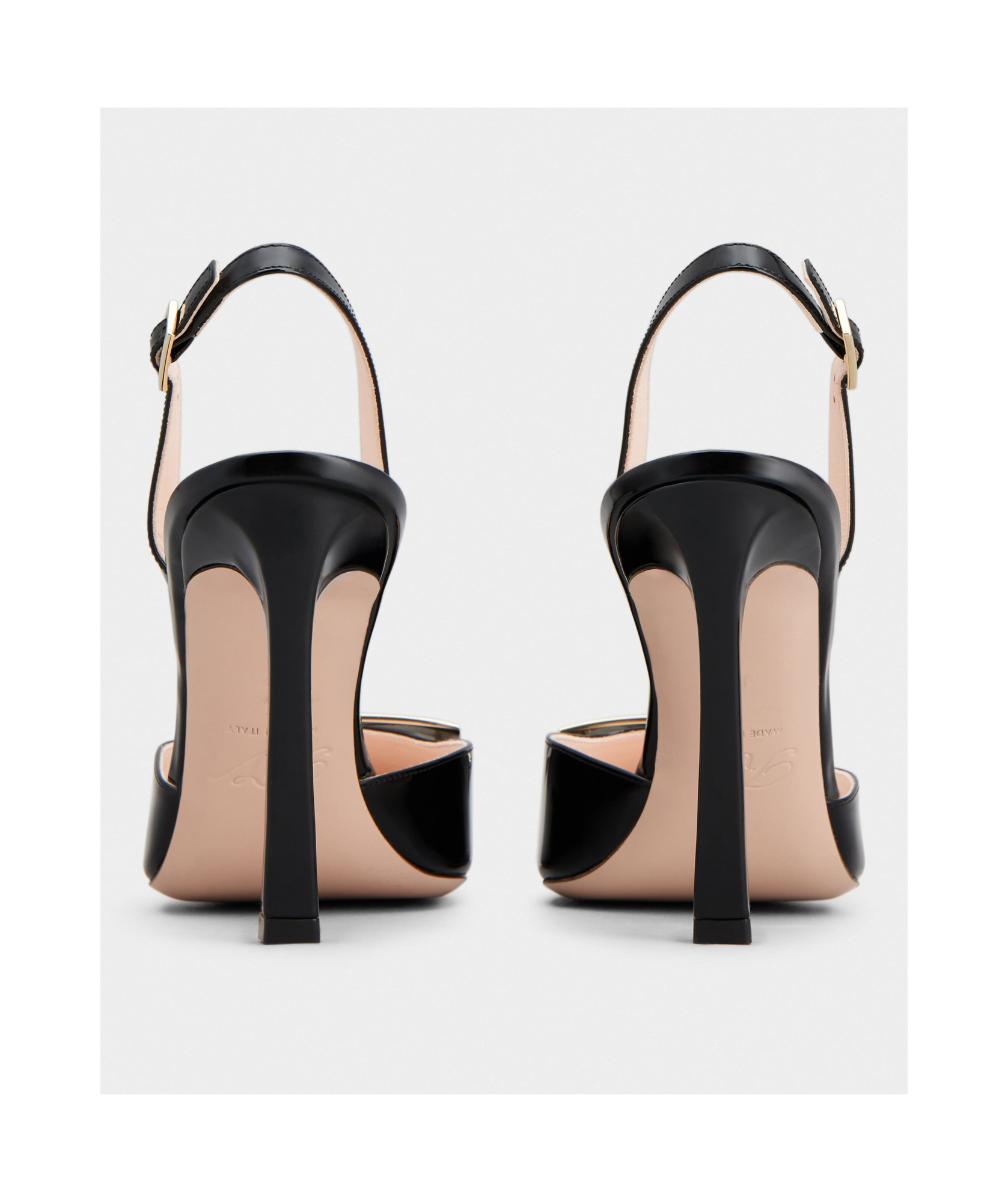 Roger Vivier Trompette Metal Buckle Slingback Pumps In Patent Leather In Black