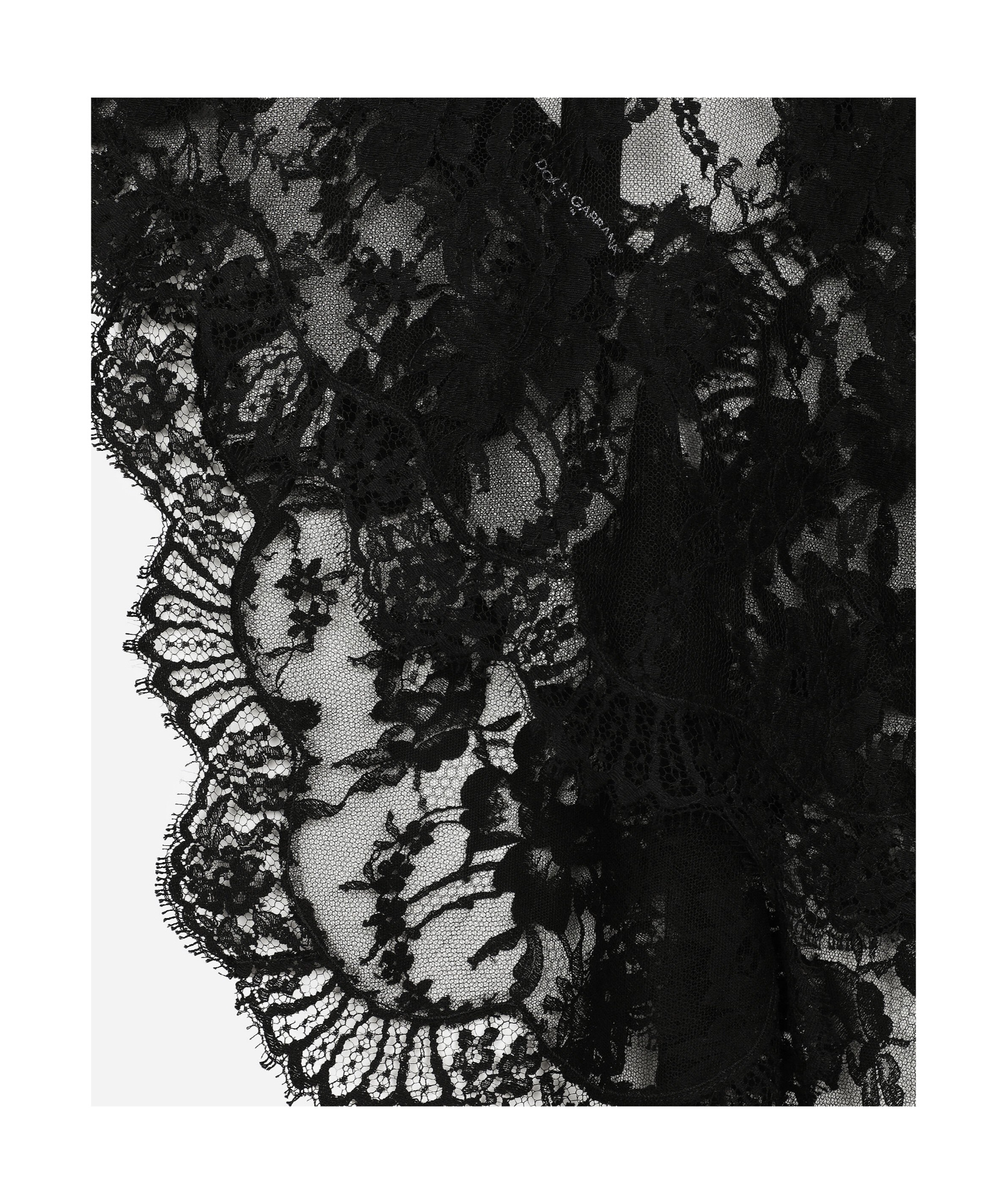 DOLCE & GABBANA DOLCE  GABBANA FLOWER DETAILED ASYMMETRICAL LACE TOP