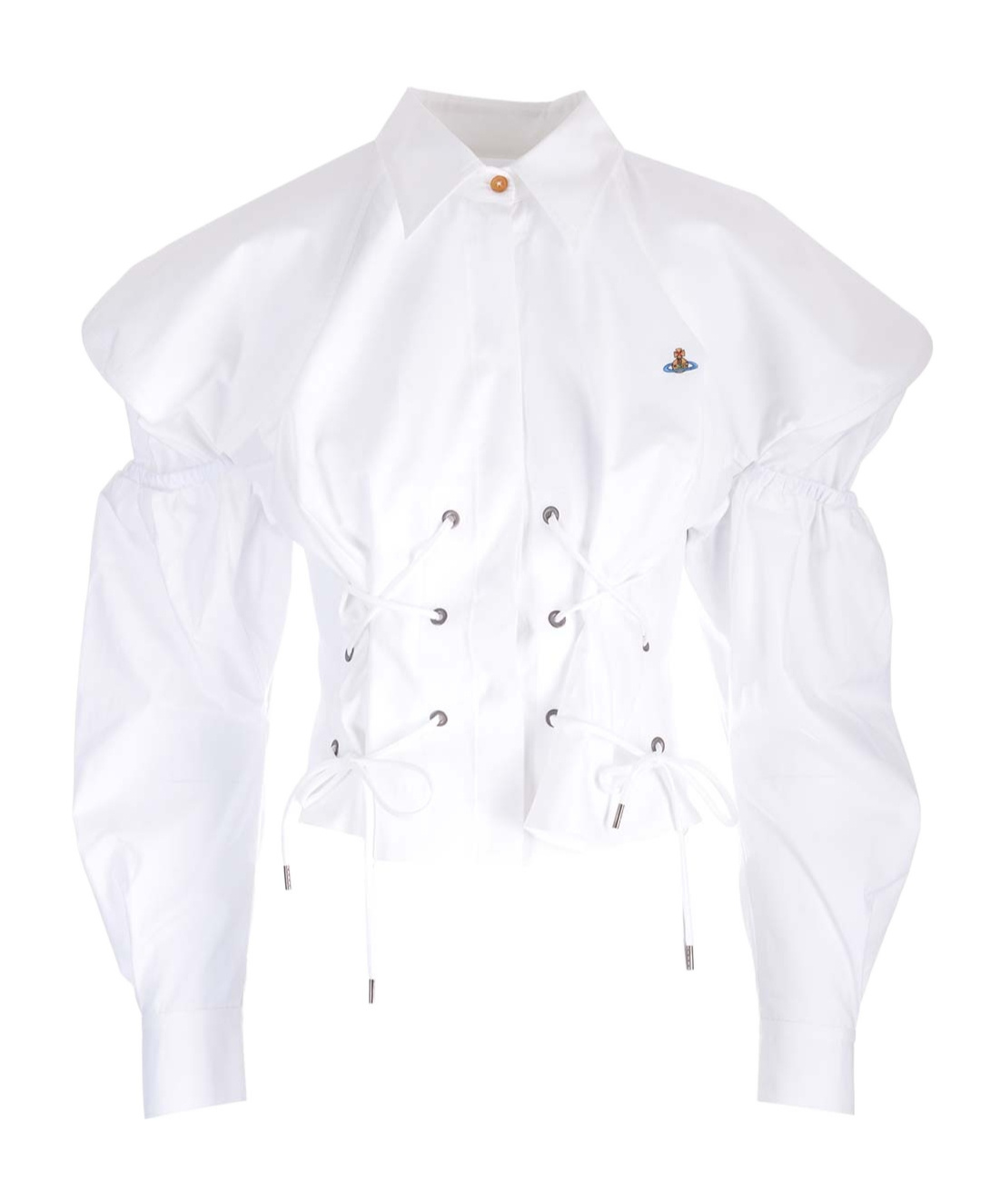 Shop Vivienne Westwood Orb-embroidered Cotton Shirt In White