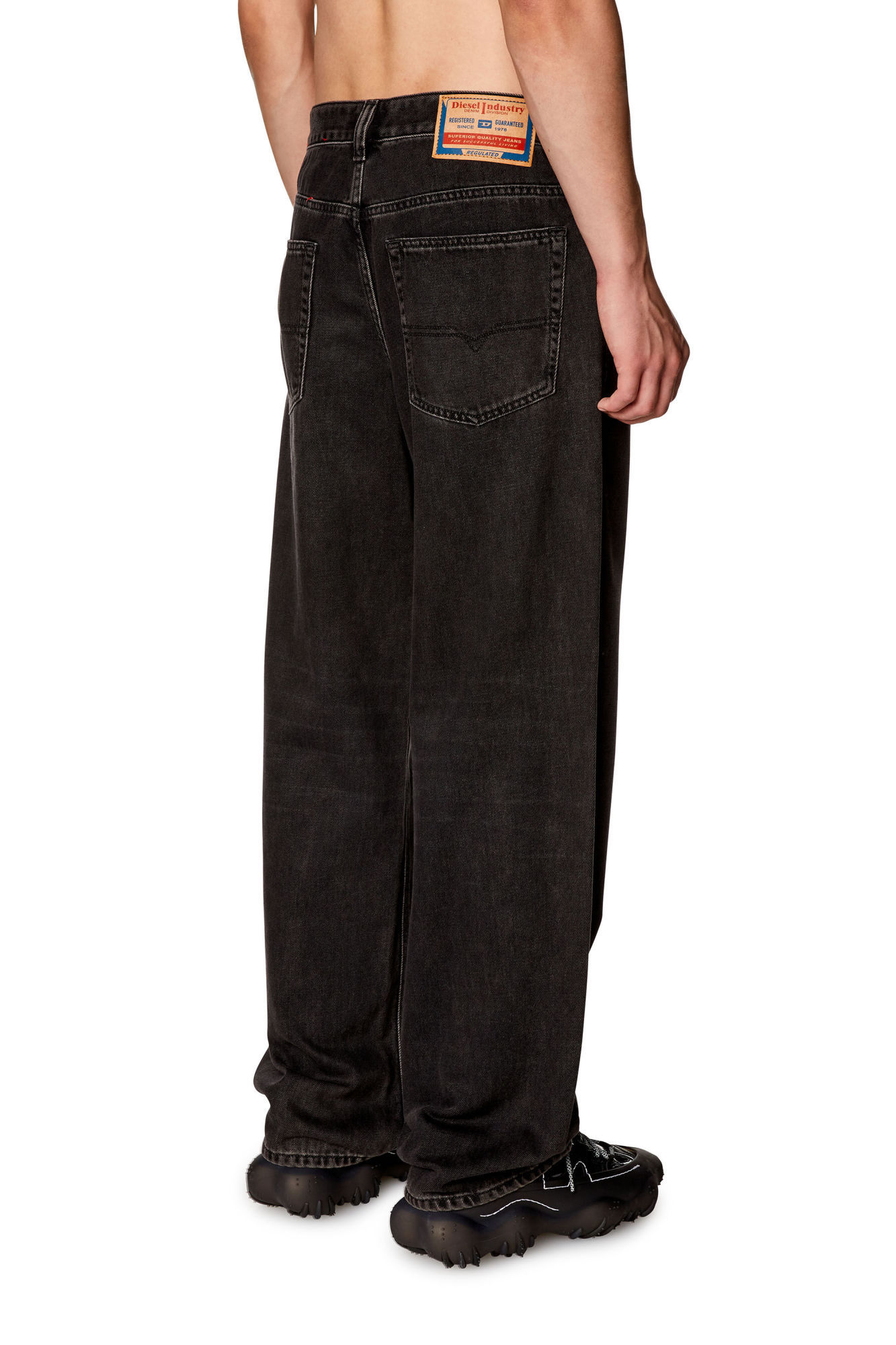 Diesel D-macro Black Wide Leg Jeans In Black