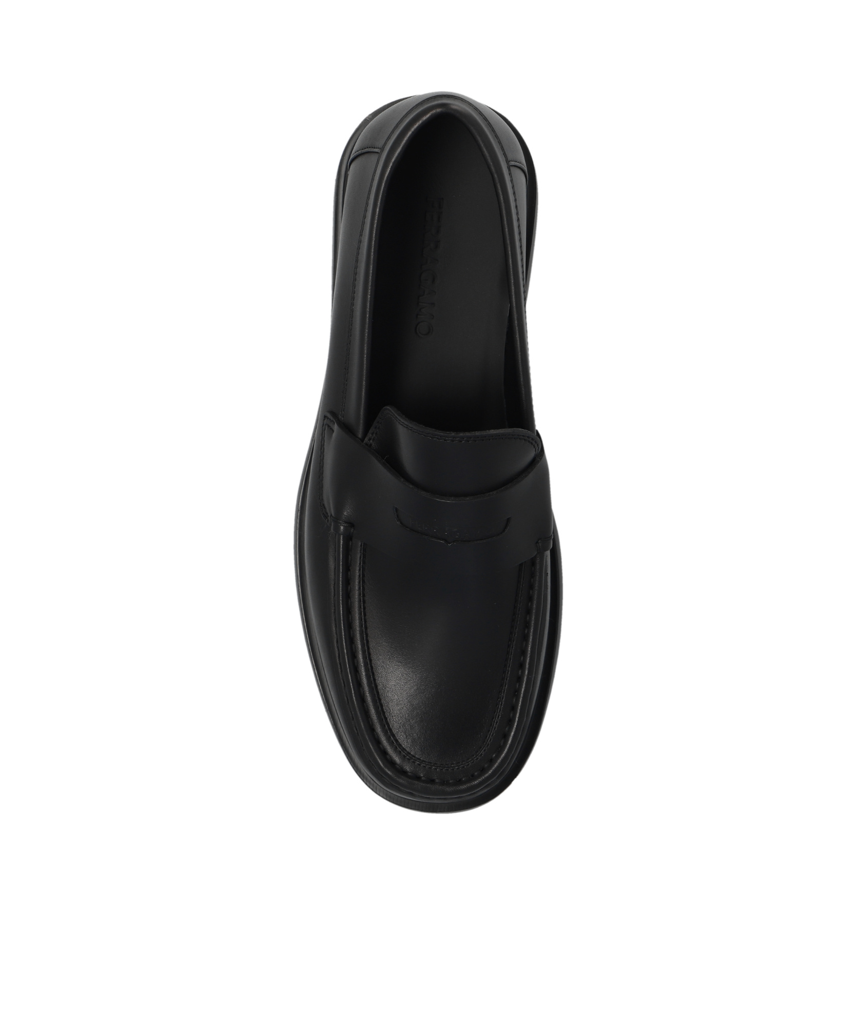 Ferragamo Round Head Loafer Shoes In Black