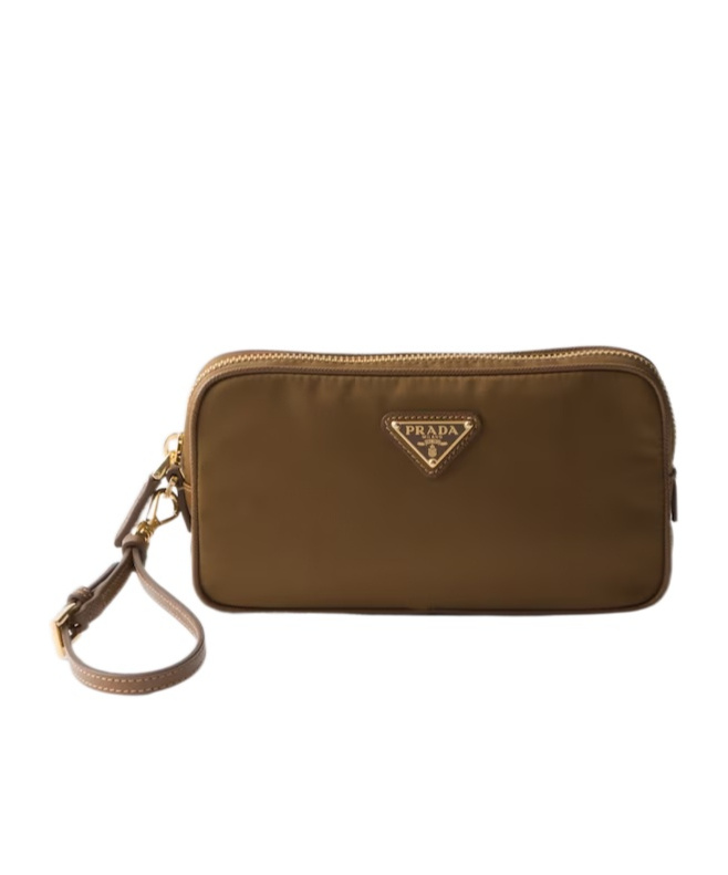 Prada Re-edition 1978 Re-nylon And Saffiano Leather Pouch In Cork Beige