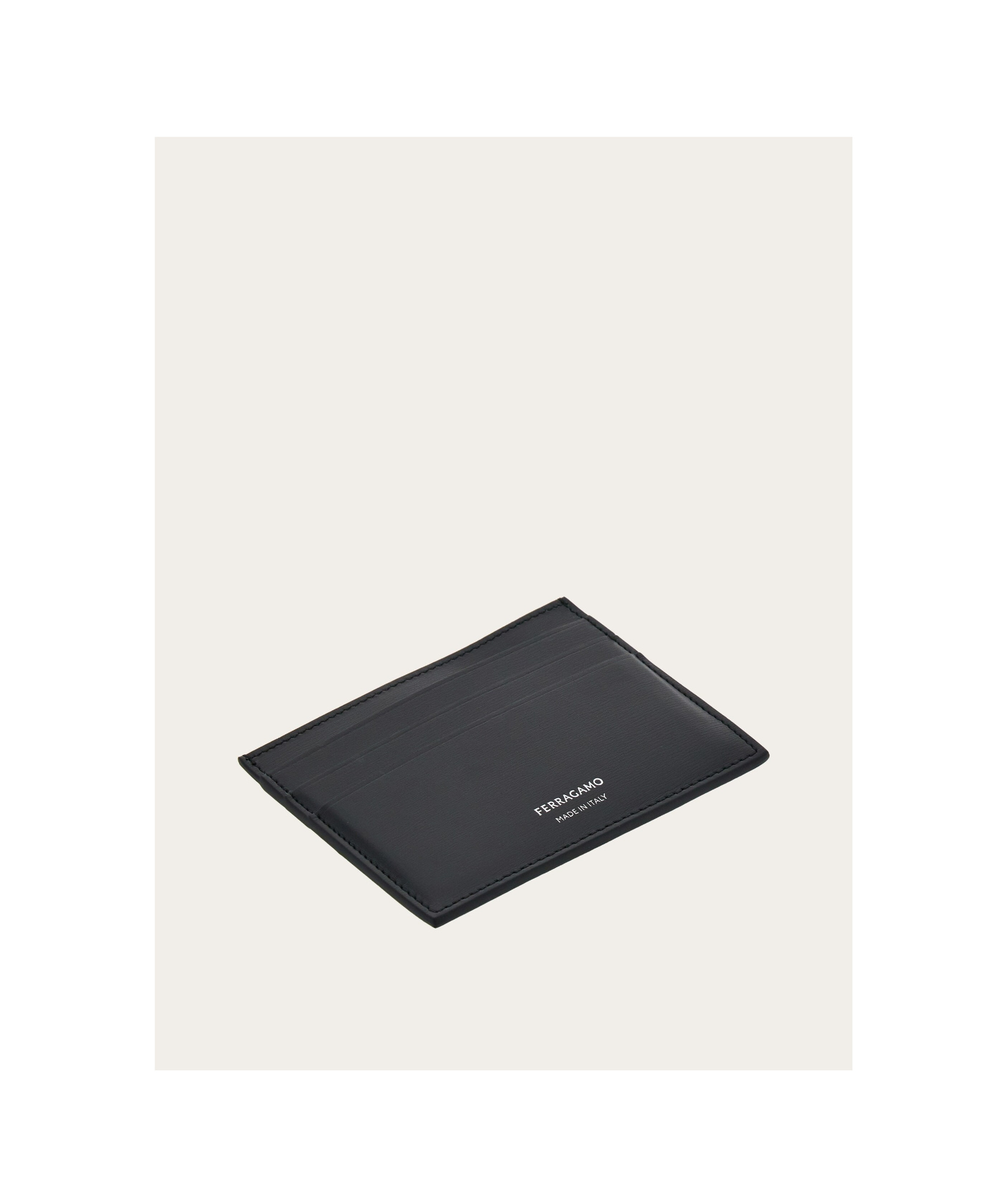 Ferragamo Palmellato Leather Credit Card Case In Black