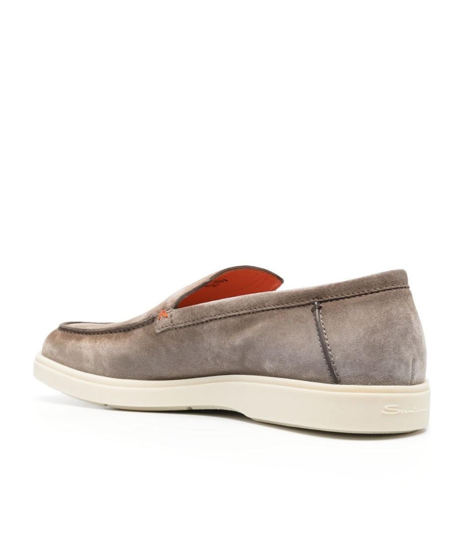 Santoni Tonal-stitching Leather Loafers In Nude