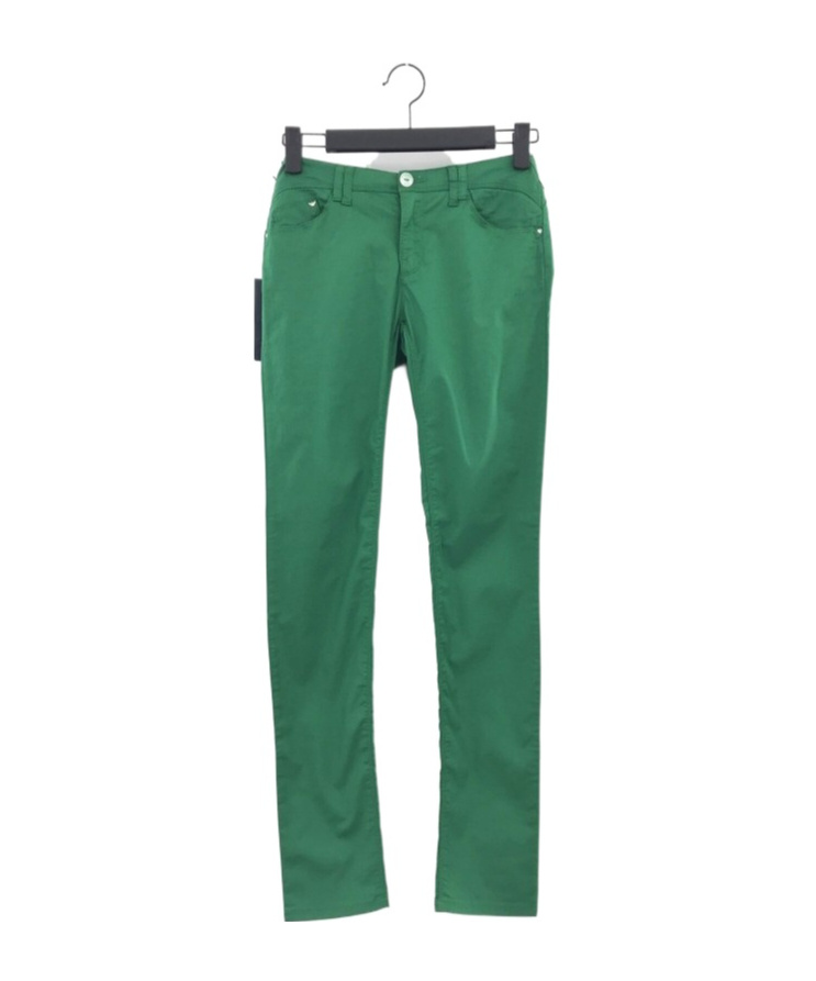 Armani Jeans Logo Zipper Denim Trousers In Green