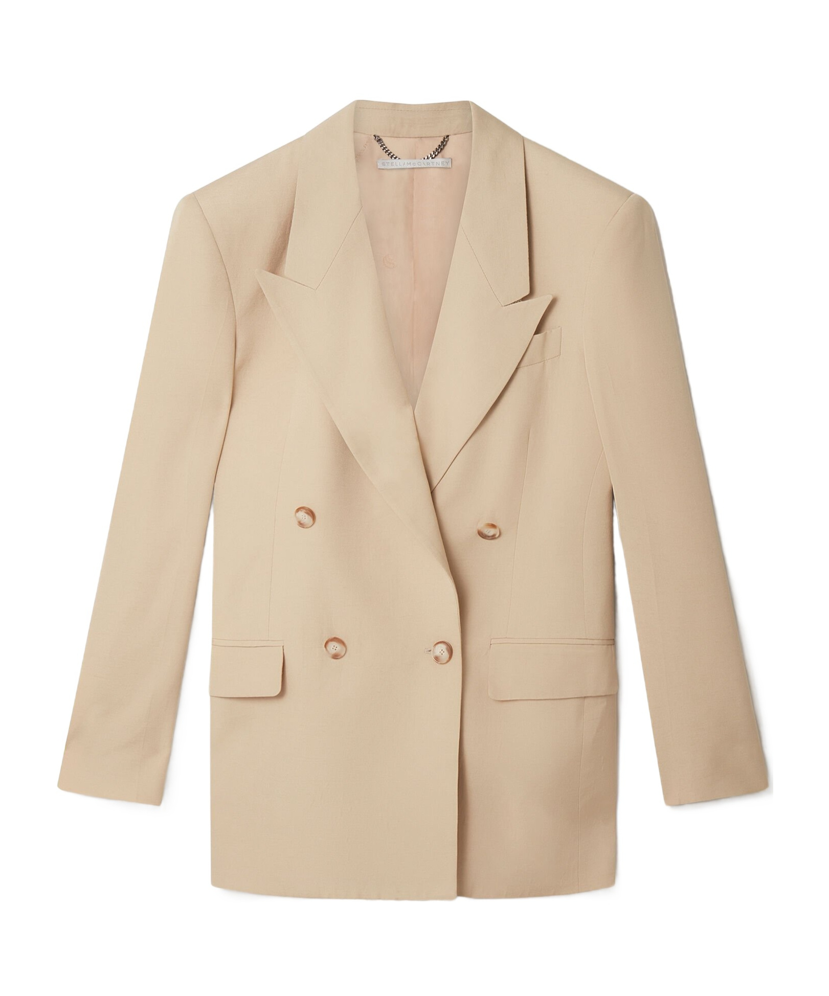 Stella Mccartney Double Breasted Satin Blazer In Nude