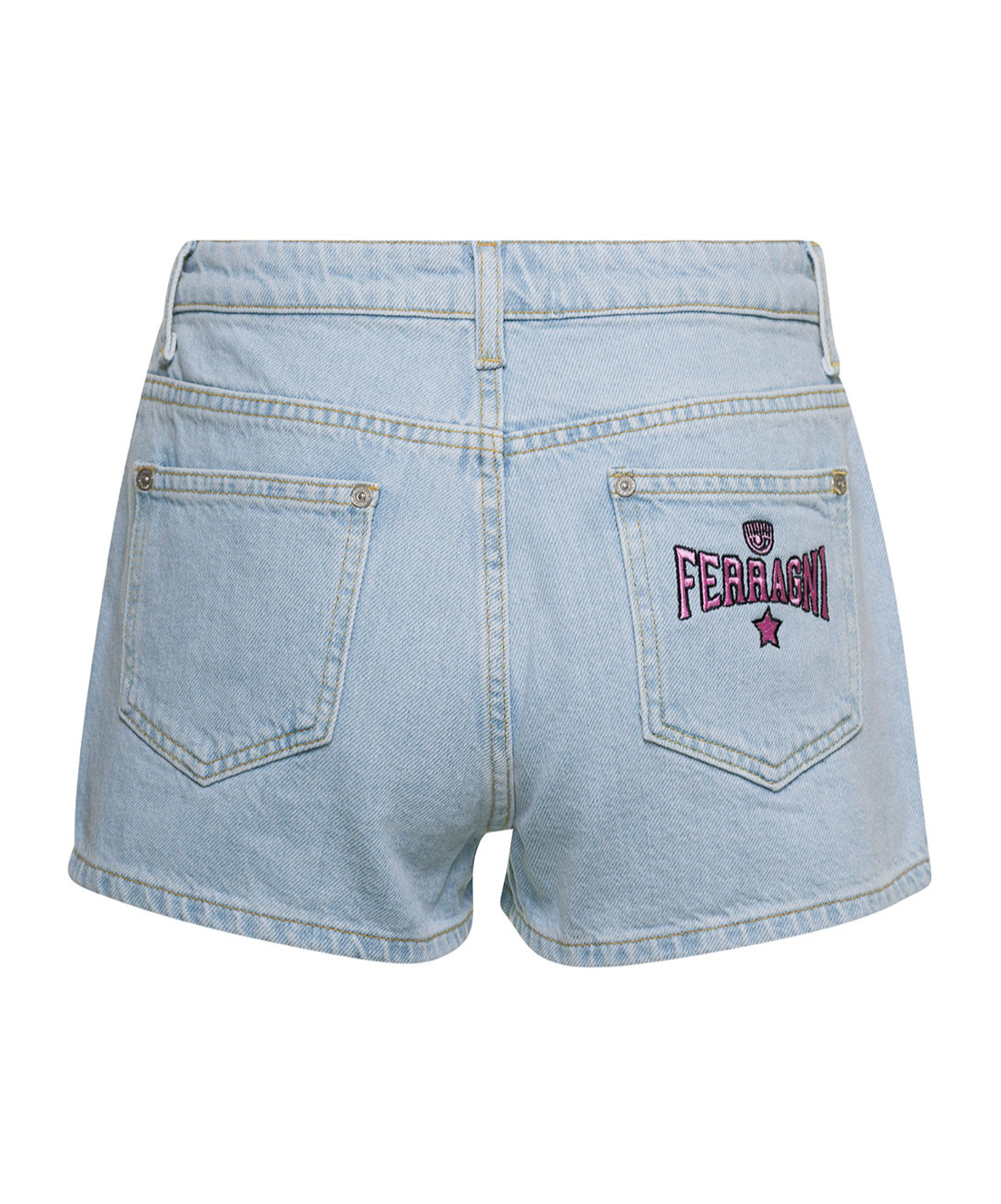 Chiara Ferragni Embroidered-logo Denim Shorts In Blue