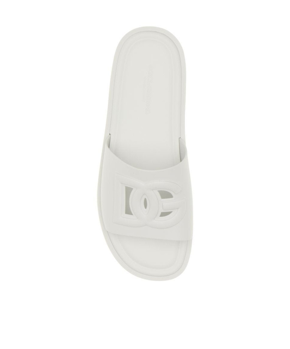 Dolce & Gabbana Open-toe Slippers With Embossed Logo In White