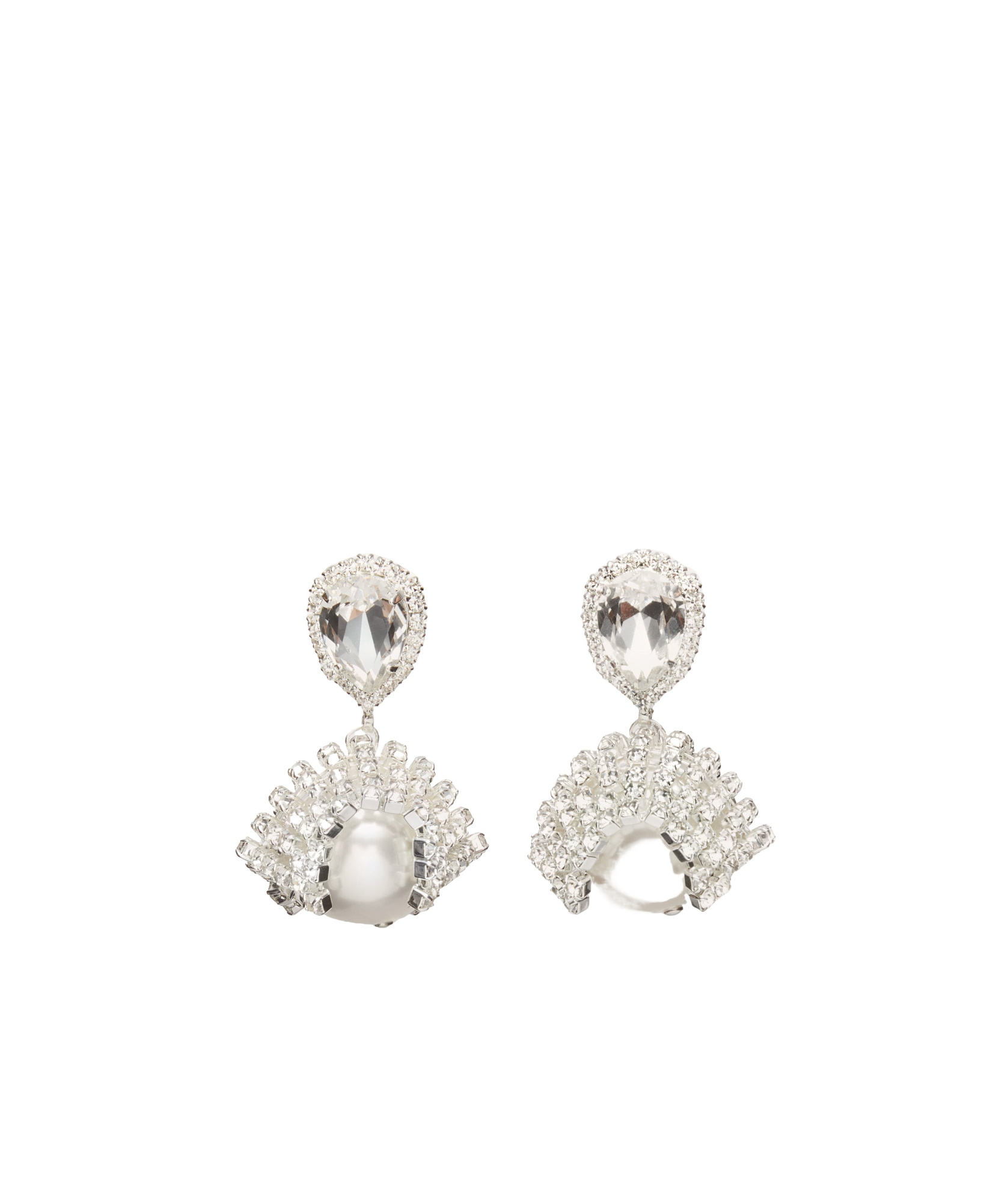 Magda Butrym Crystal Mesh Pearl Earrings In White