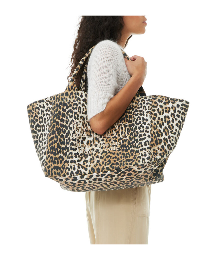 Ganni Oversized Canvas Tote Bag In Black