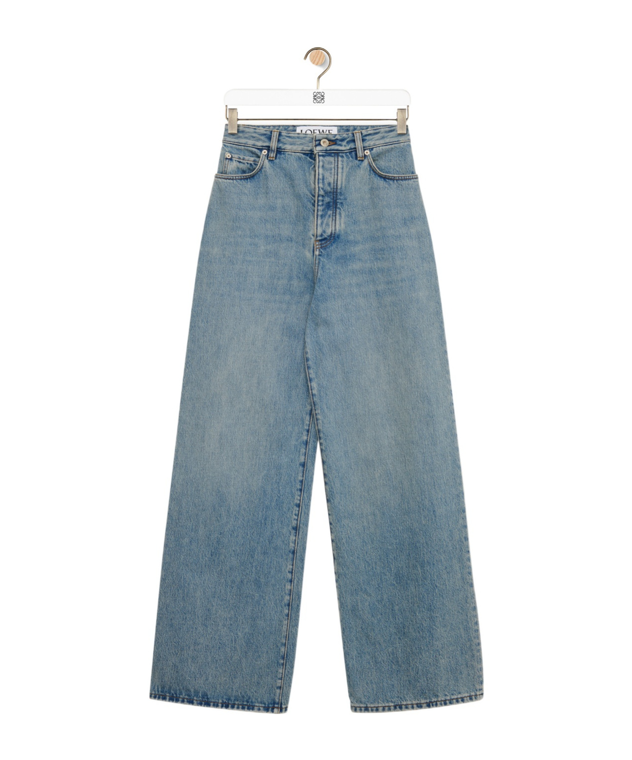 Loewe High Waist Denim Trousers In Gray
