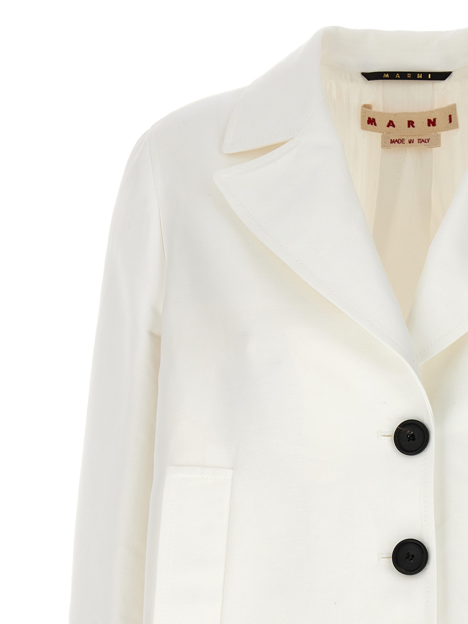 Marni Hip-lenght Single Breasted Buttoned Jacket In White