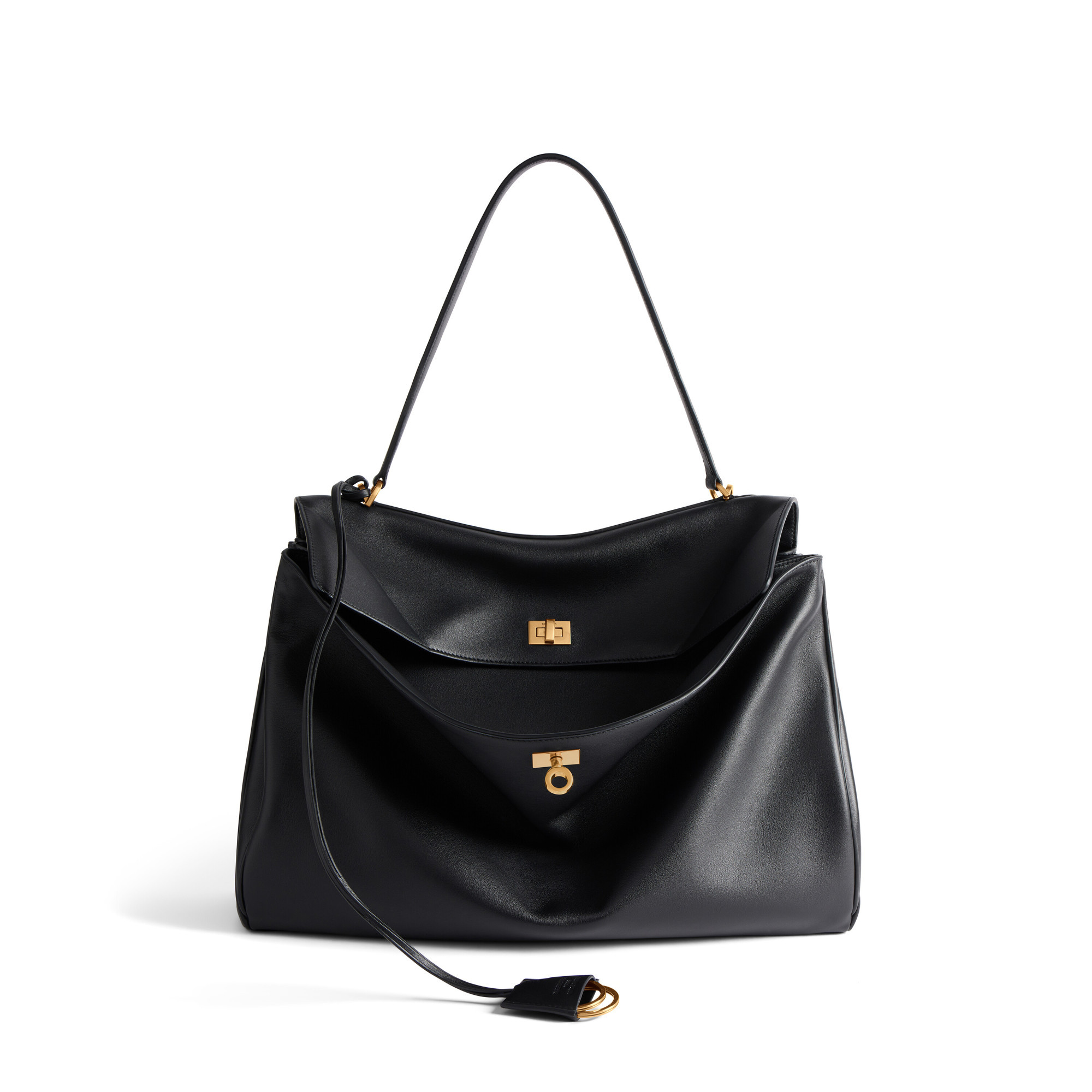 Balenciaga Shoulder Bag Structured Gold-tone Hardware In Black