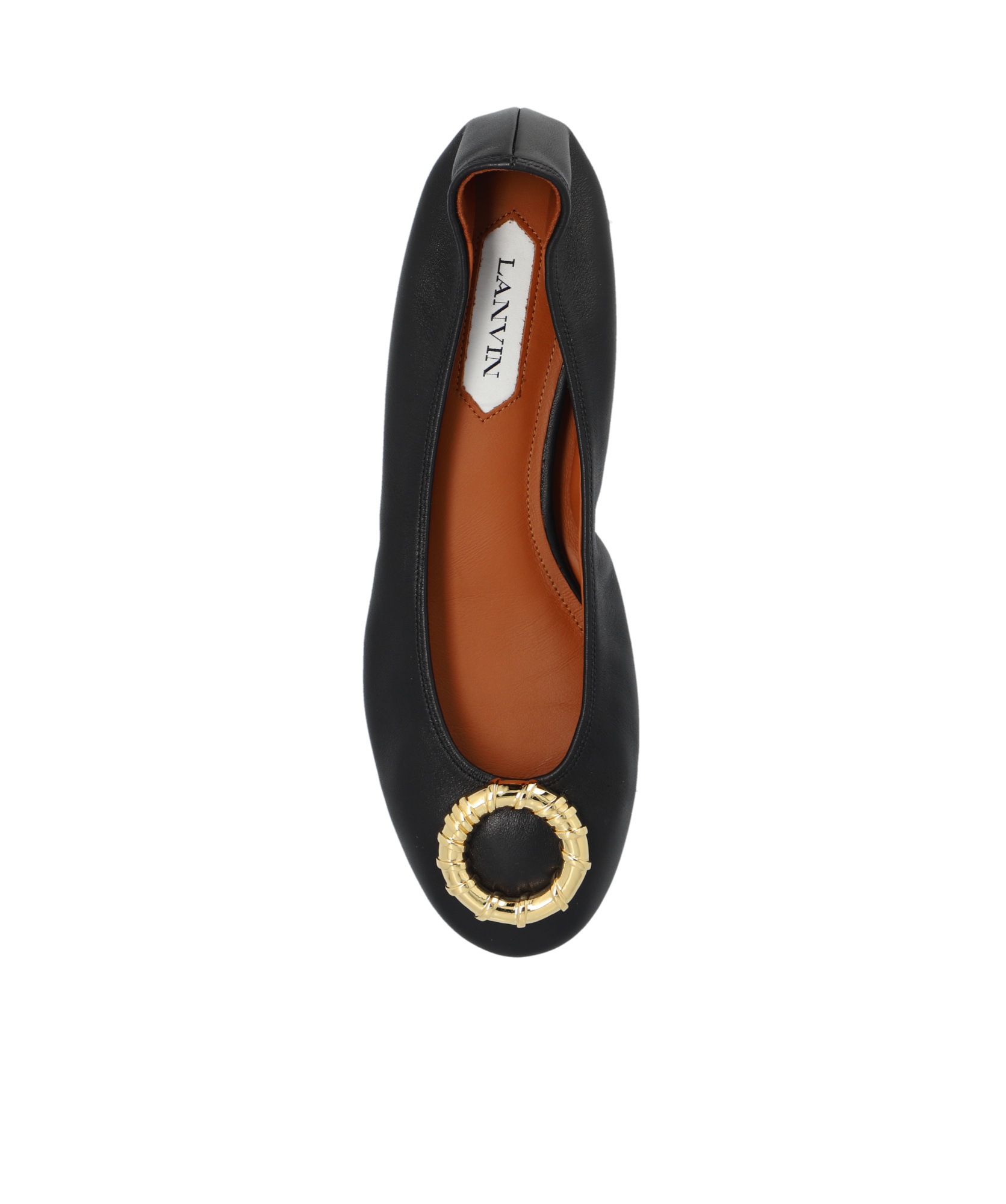 Lanvin Buckled Leather Ballerina Shoes In Black