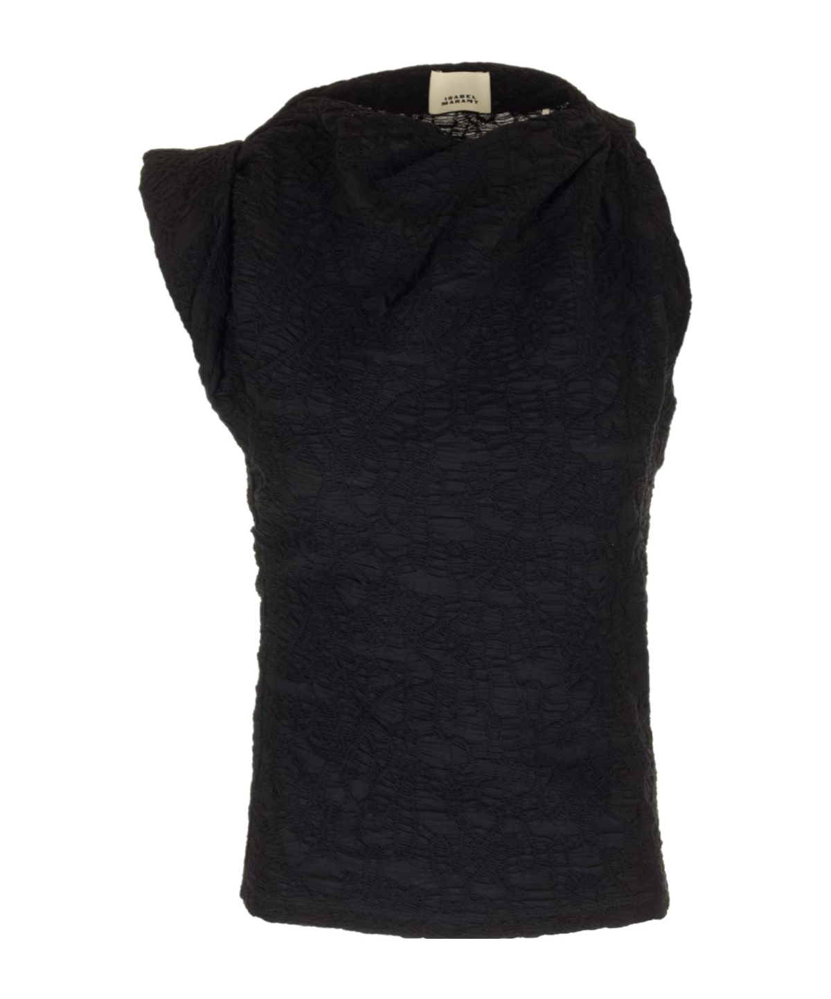 Isabel Marant Crinkled Asymmetric Jersey Top In Black