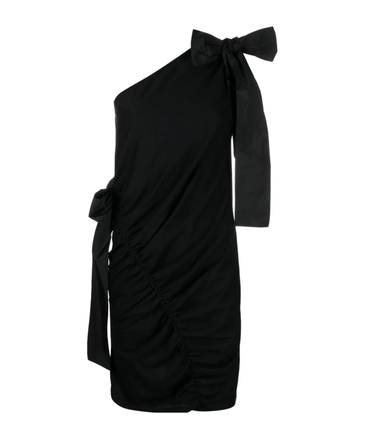 Msgm One-shoulder Bow-detailed Dress In Black