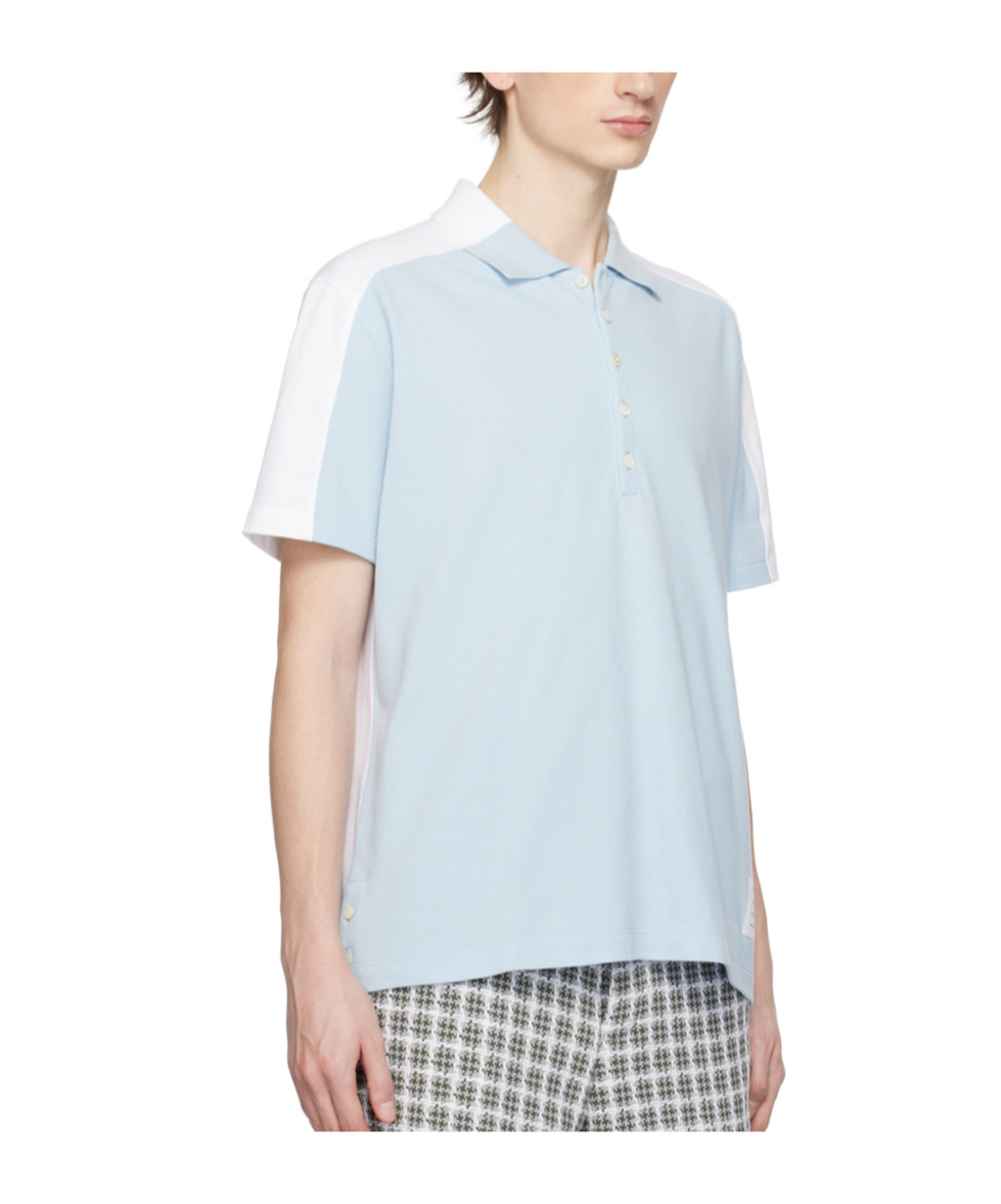 Thom Browne Trompe L' Oeil Cotton Polo Shirt In Blue