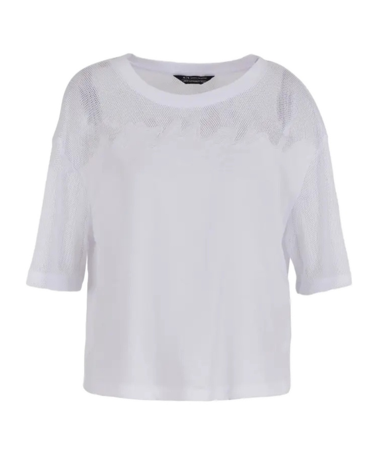Armani Exchange Net Spliced T-shirt In White
