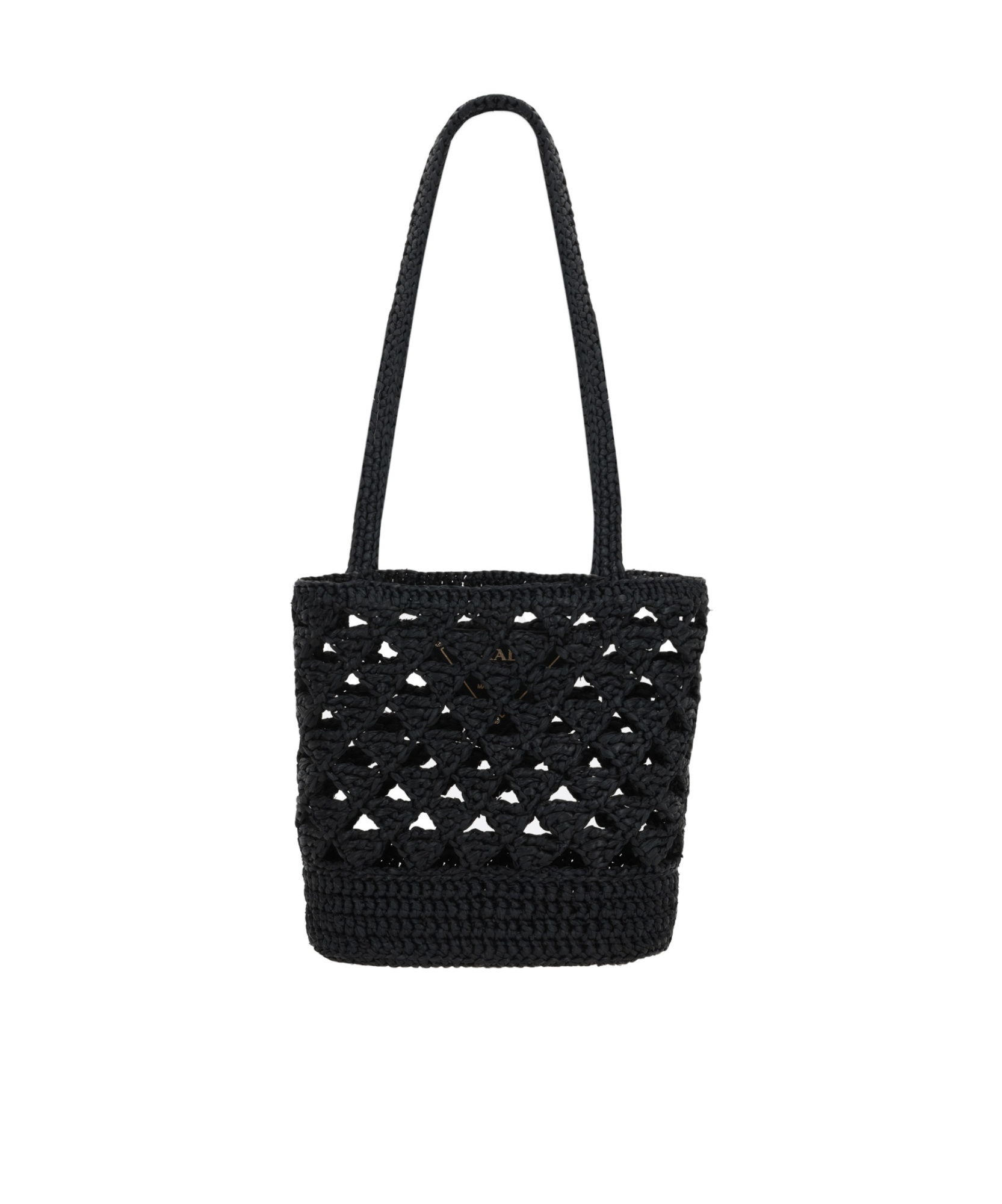 Prada Logo Crochet Tote Bag In Black