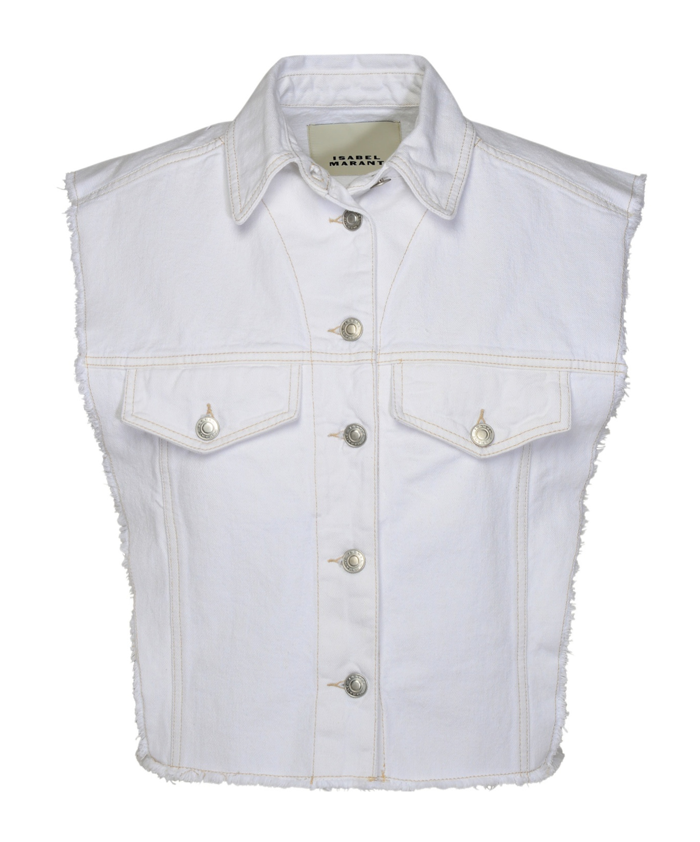 ISABEL MARANT ÉTOILE ISABEL MARANT TYRA RAW-CUT EDGE DENIM VEST