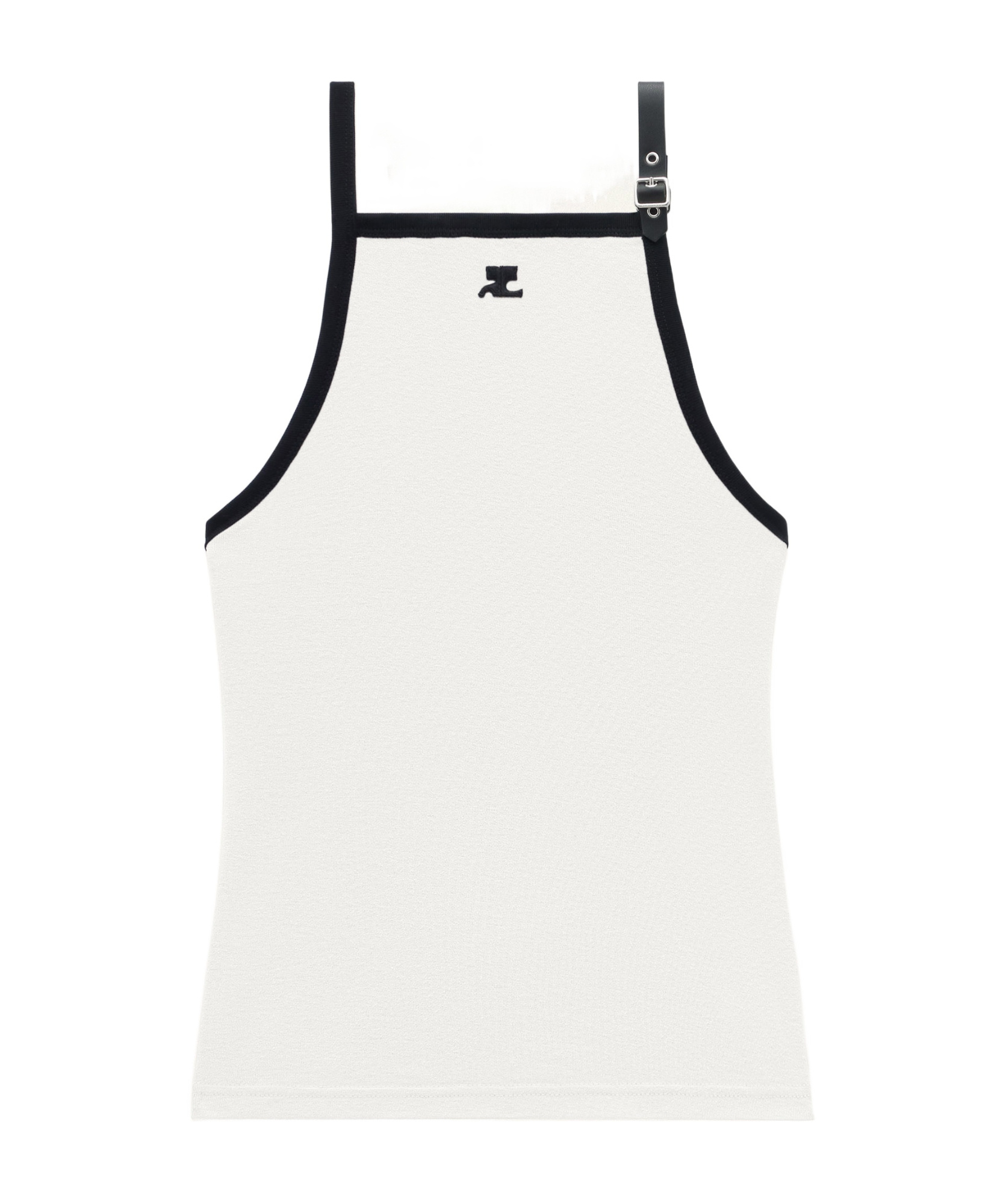 Shop Courrèges Buckle Contrast Tank Top In White
