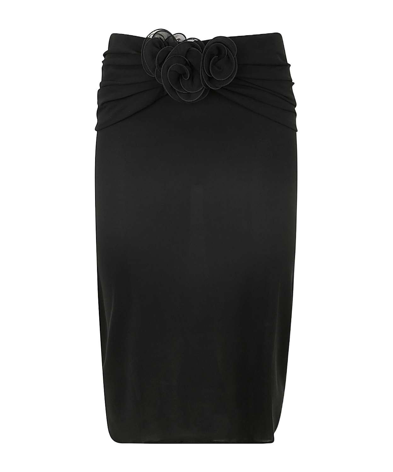 Magda Butrym Embellished Floral High-waisted Ruched Midi Skirt In Black