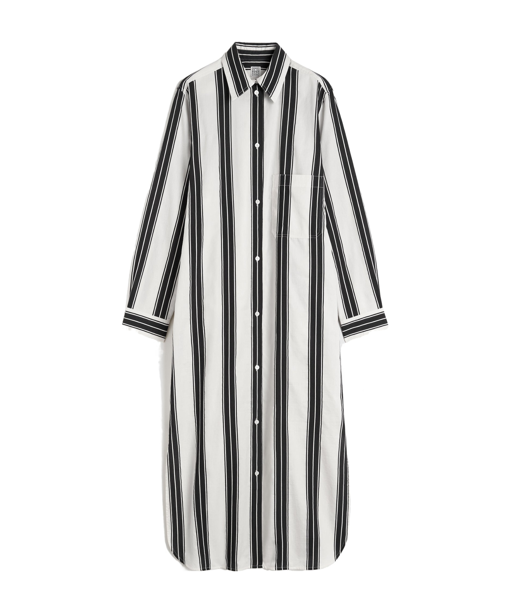 Totême Toteme Jacquard Stripe Long Sleeve Midi Shirtdress In White