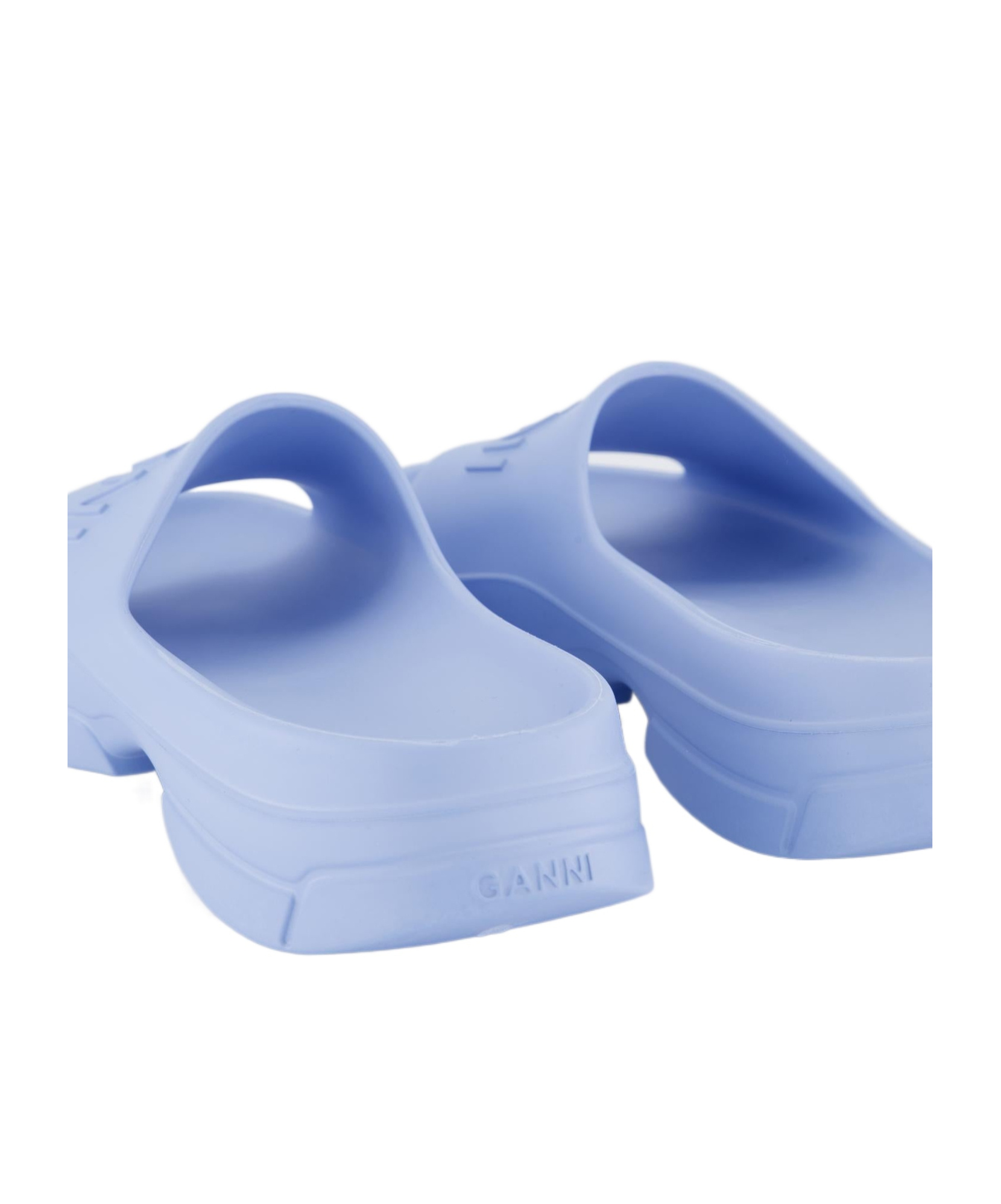 Ganni Round Toe Slippers In Blue