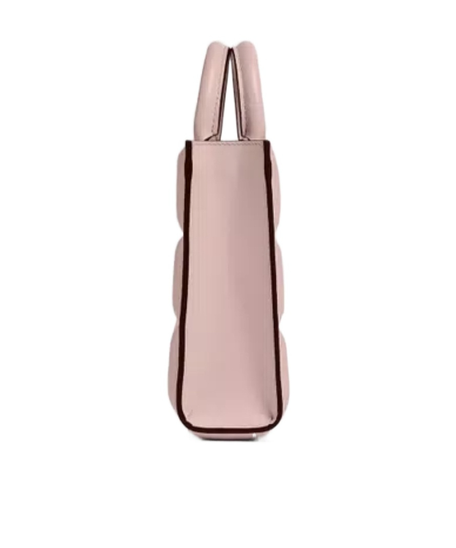 Moncler Doudoune Leather Mini Tote Bag In Pink