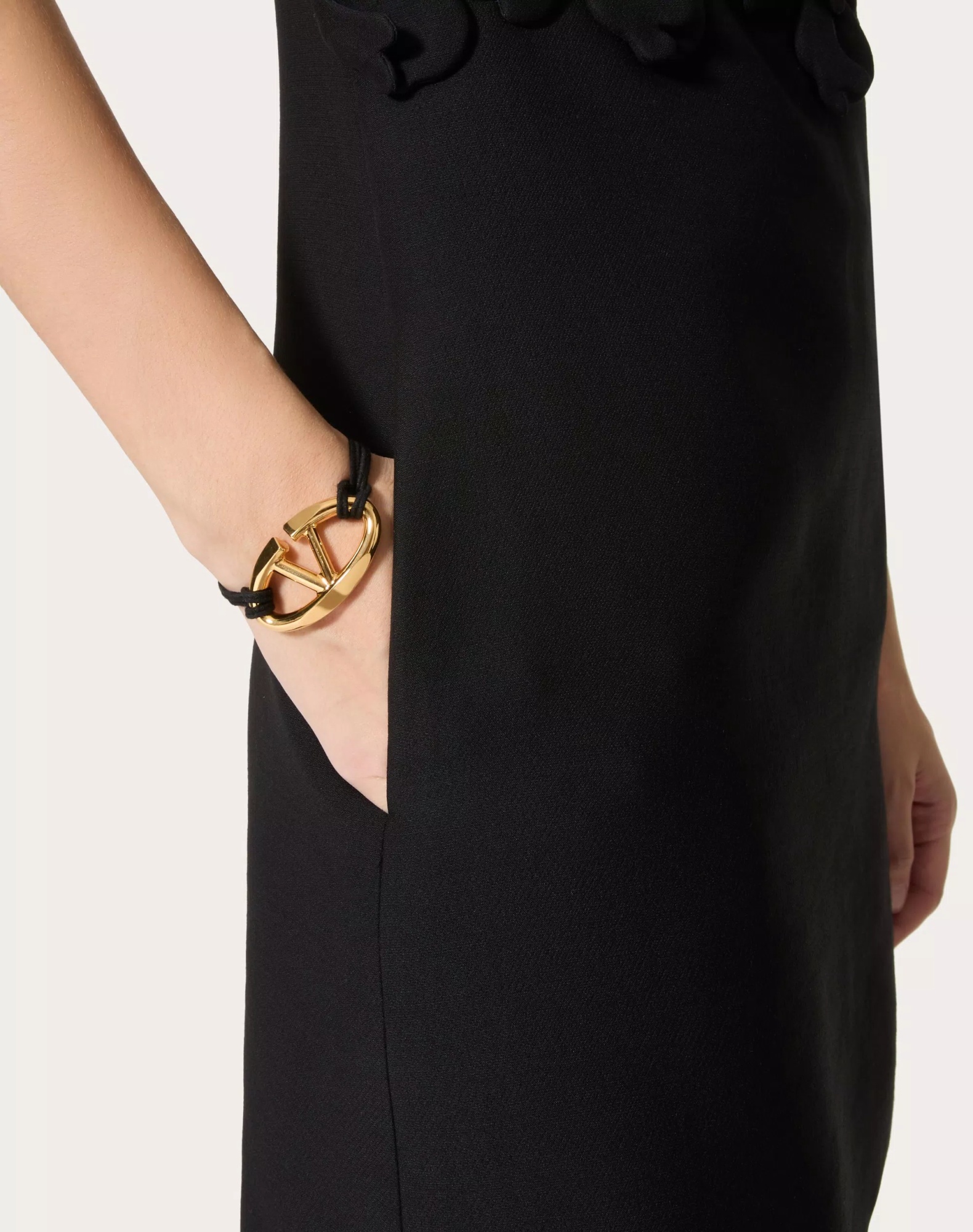 Valentino V-logo Cotton Bracelet In Yellow