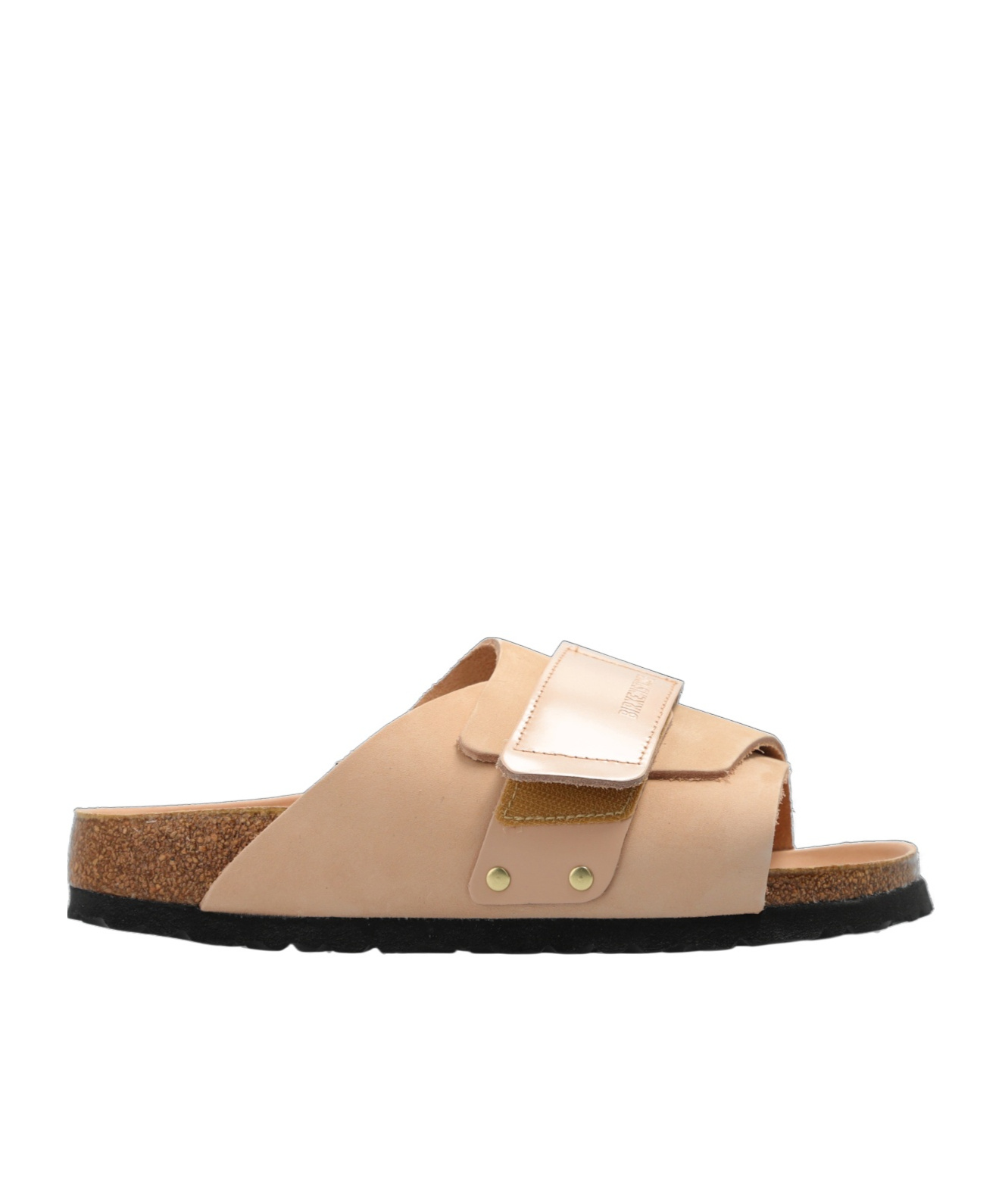 Birkenstock Kyoto Nubuck Leather Slides In Nude