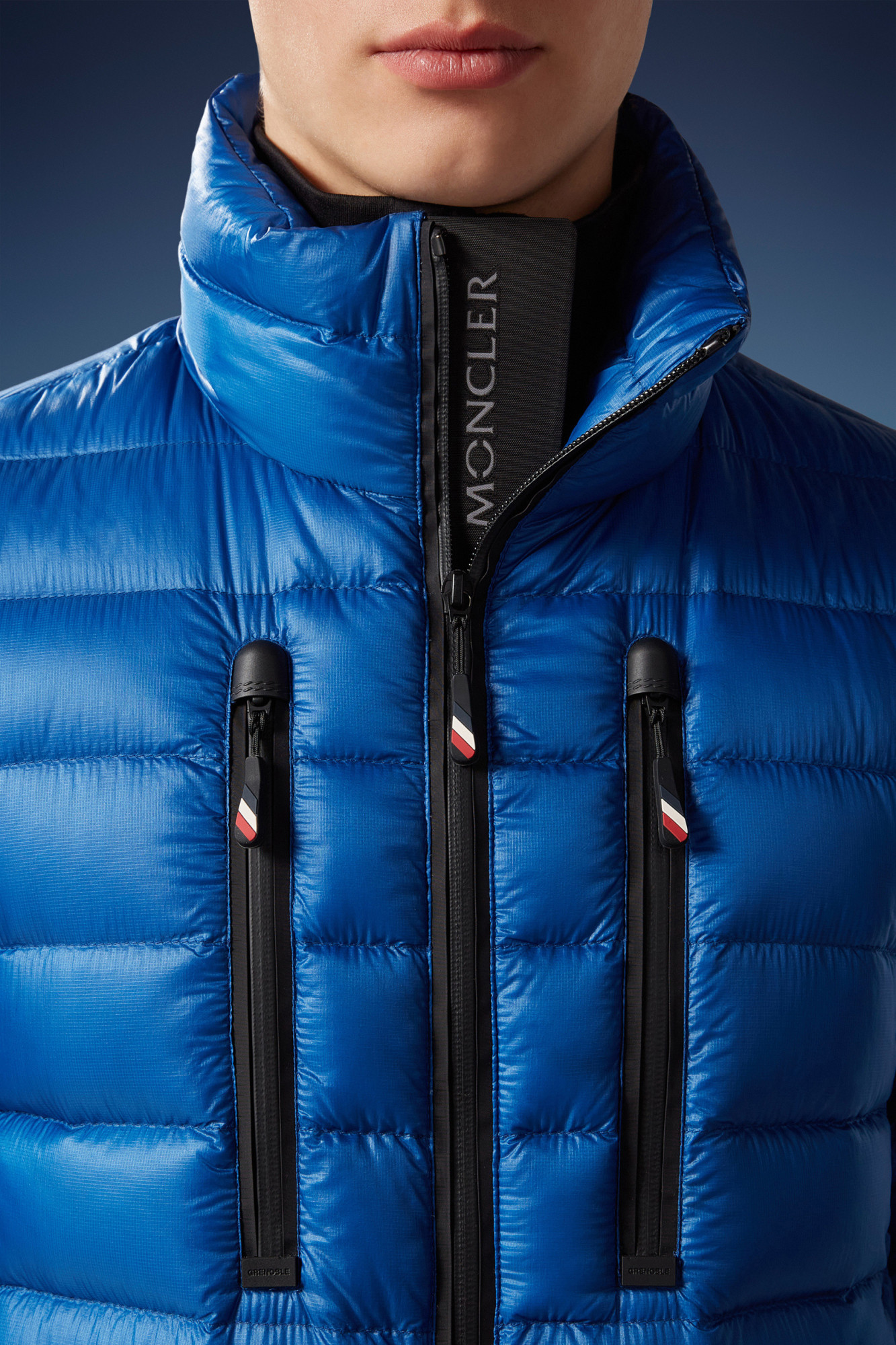 Shop Moncler Logo-patch Padded Jacket In Blue