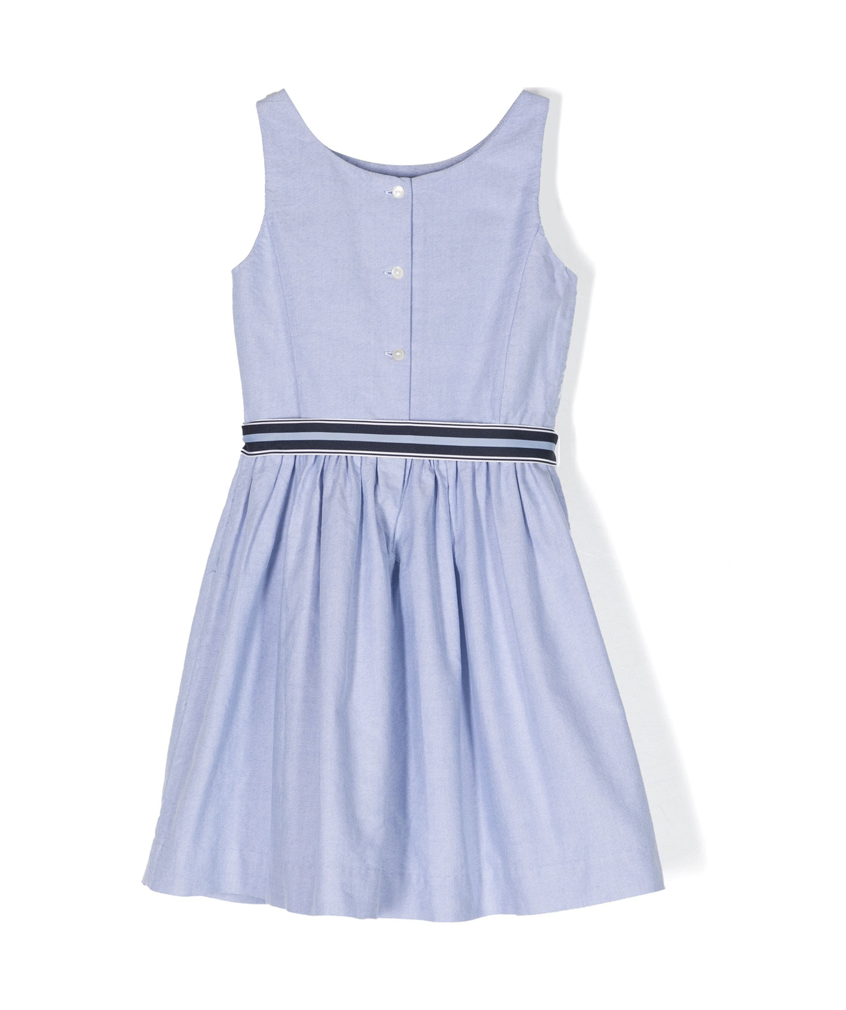 Polo Ralph Lauren Sleeveless Belted Chambray Dress In Purple