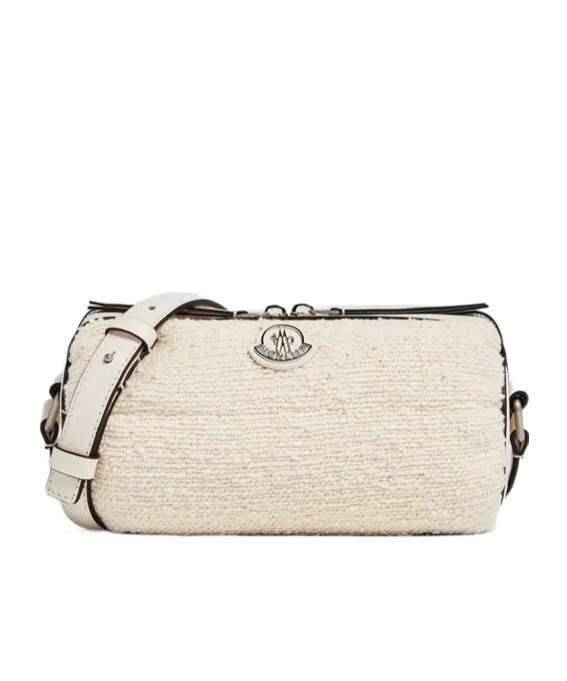 Moncler New Keoni Bouclé Cross Body Bag In White