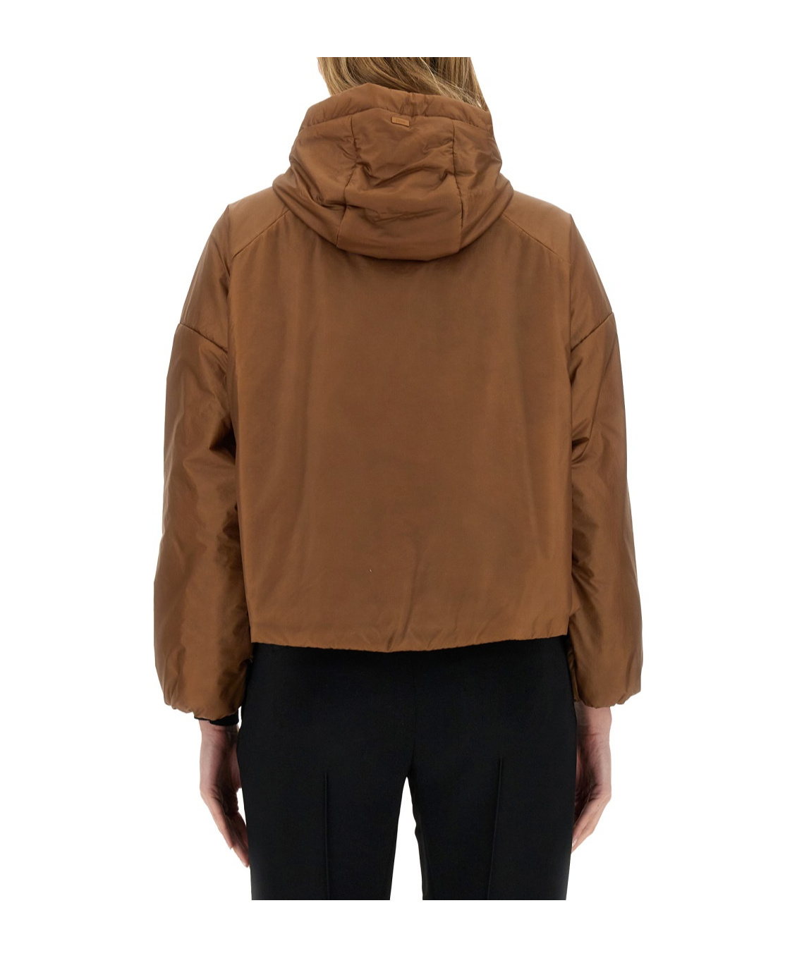 Herno Cropped Brown Nylon Jacket In Brown