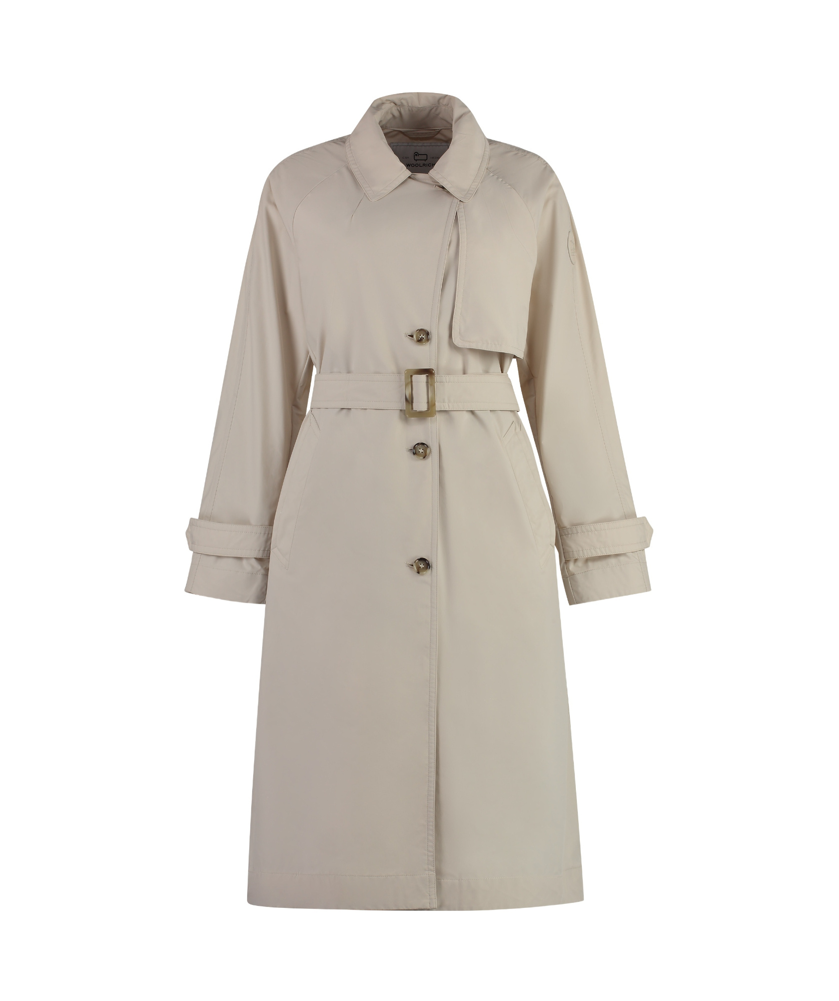 Woolrich Single-breasted Belted Trench Coat In Nude