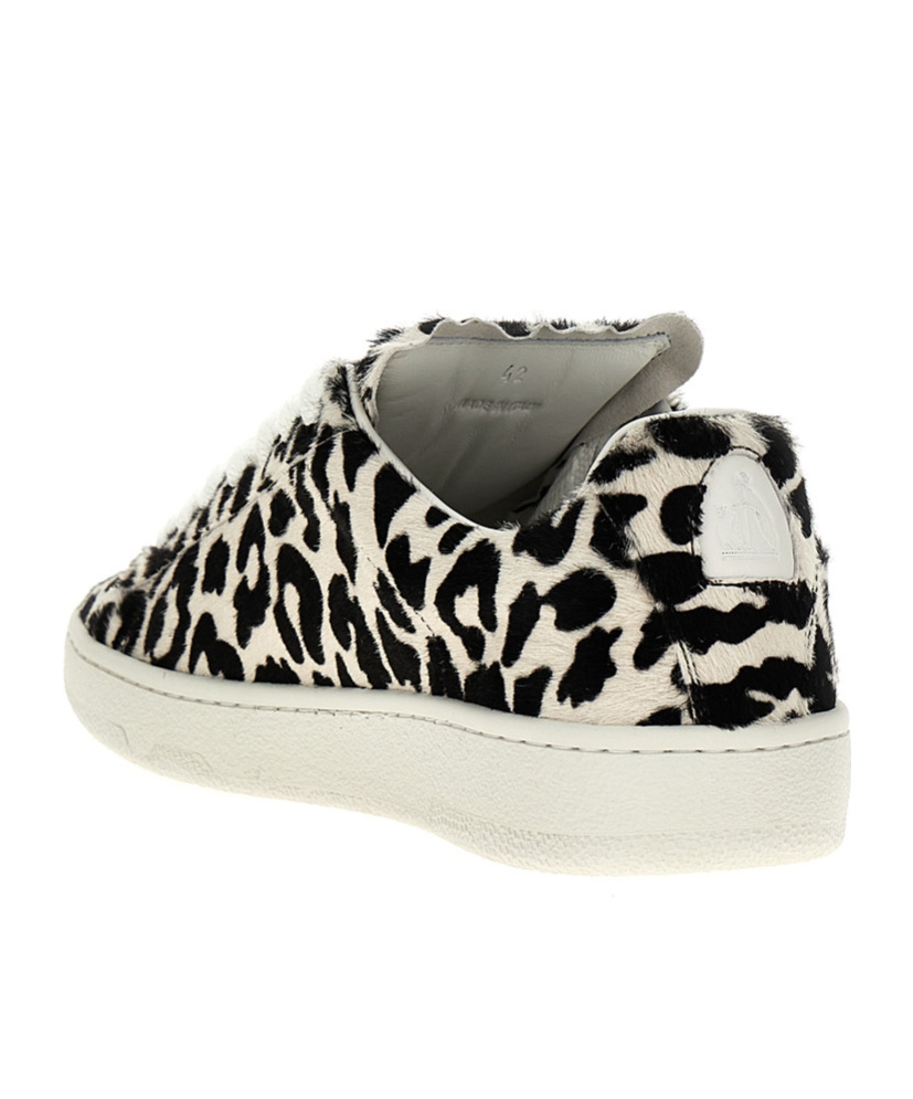 Lanvin Curb Lite Leopard-printed Sneakers In White