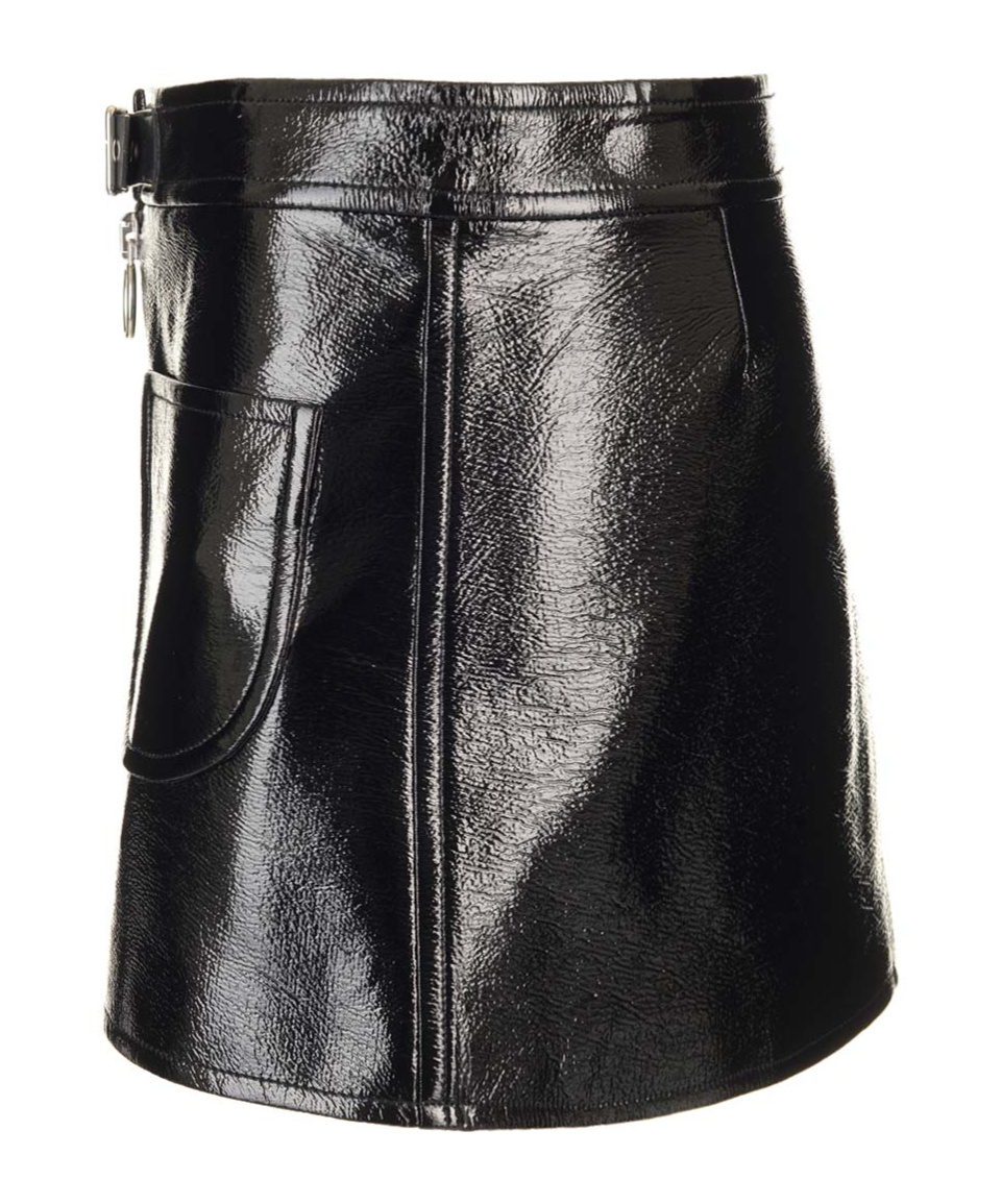 Courrèges Buckle-strap Crinkled Miniskirt In Black